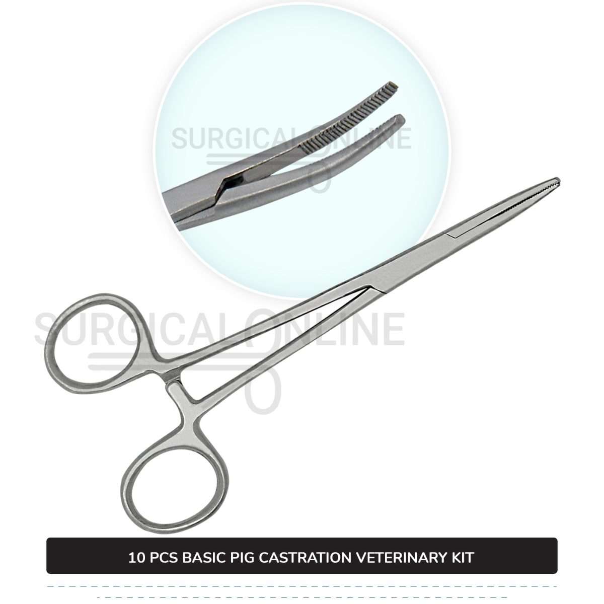 10 Pcs Basic Pig Castration Kit Stainless Steel Surgical Veterinary Instruments Set with ???? Carrying Case