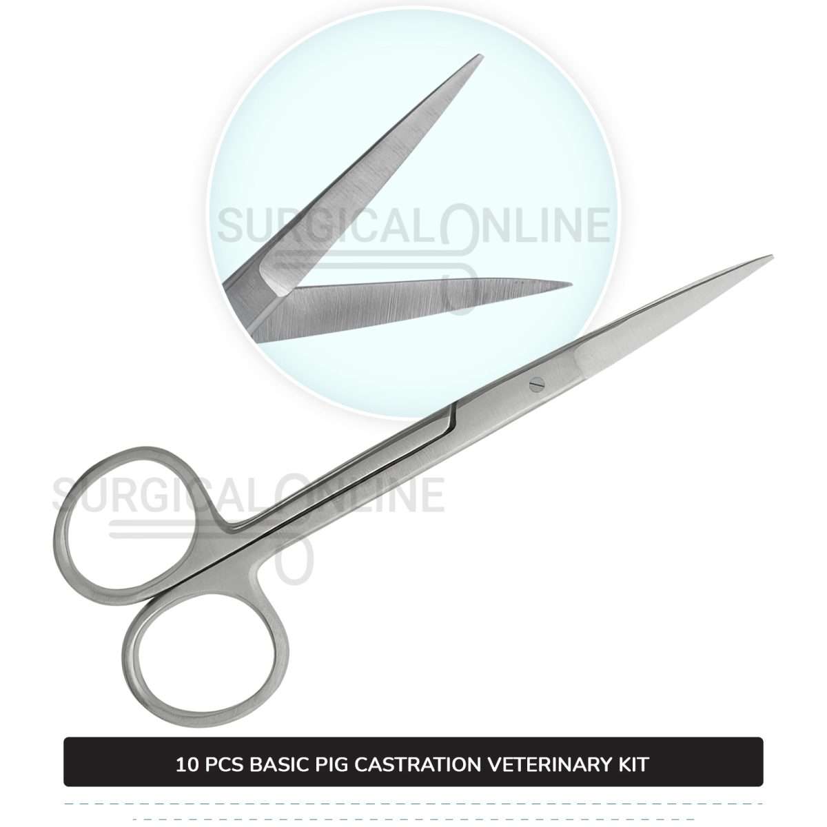 10 Pcs Basic Pig Castration Kit Stainless Steel Surgical Veterinary Instruments Set with ???? Carrying Case