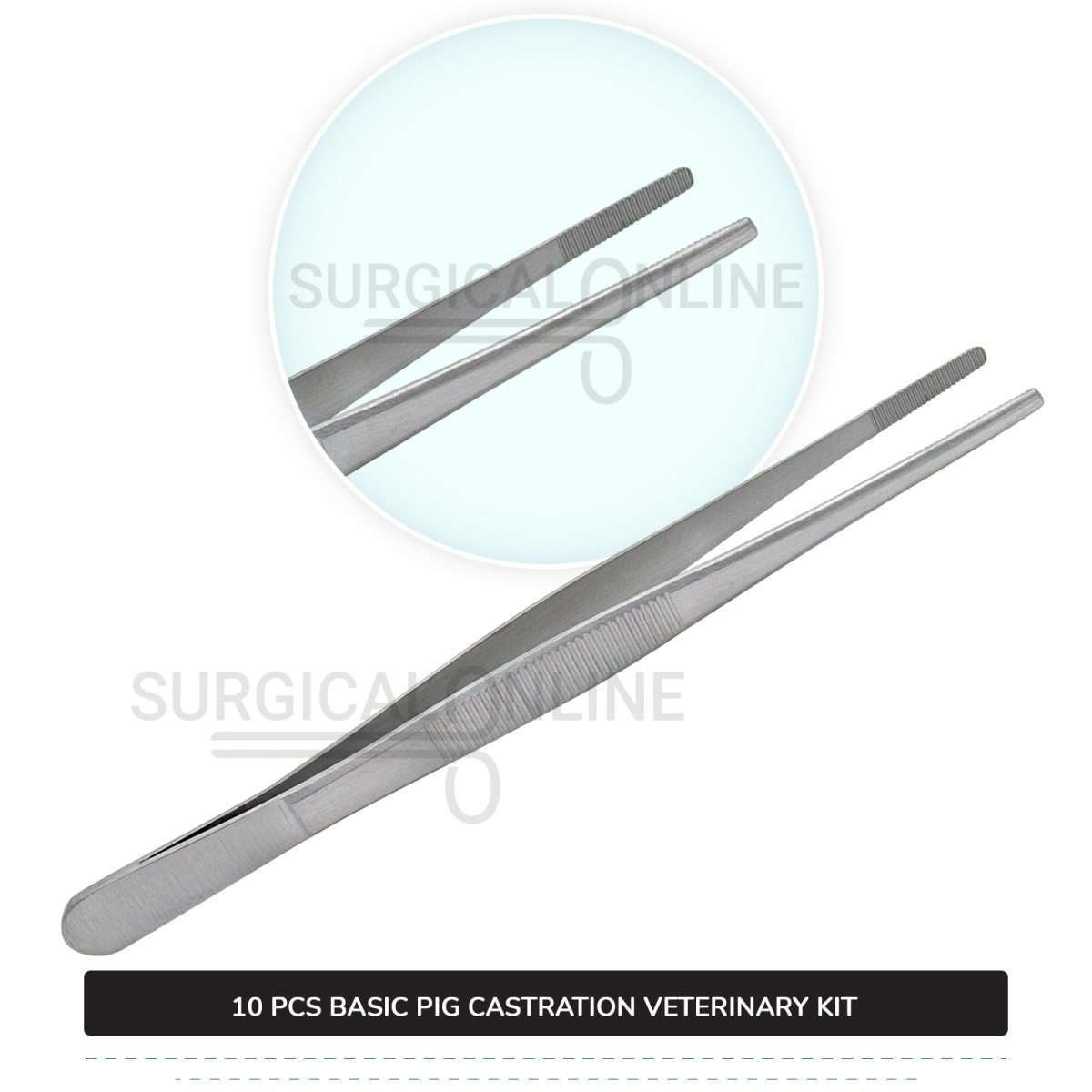 10 Pcs Basic Pig Castration Kit Stainless Steel Surgical Veterinary Instruments Set with ???? Carrying Case