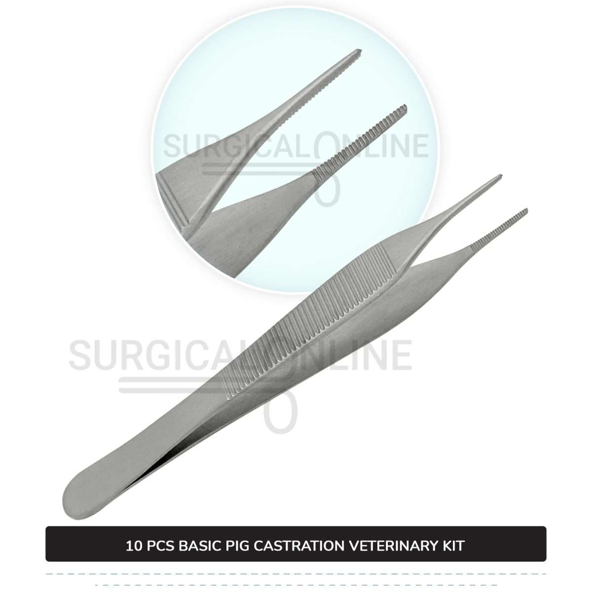 10 Pcs Basic Pig Castration Kit Stainless Steel Surgical Veterinary Instruments Set with ???? Carrying Case