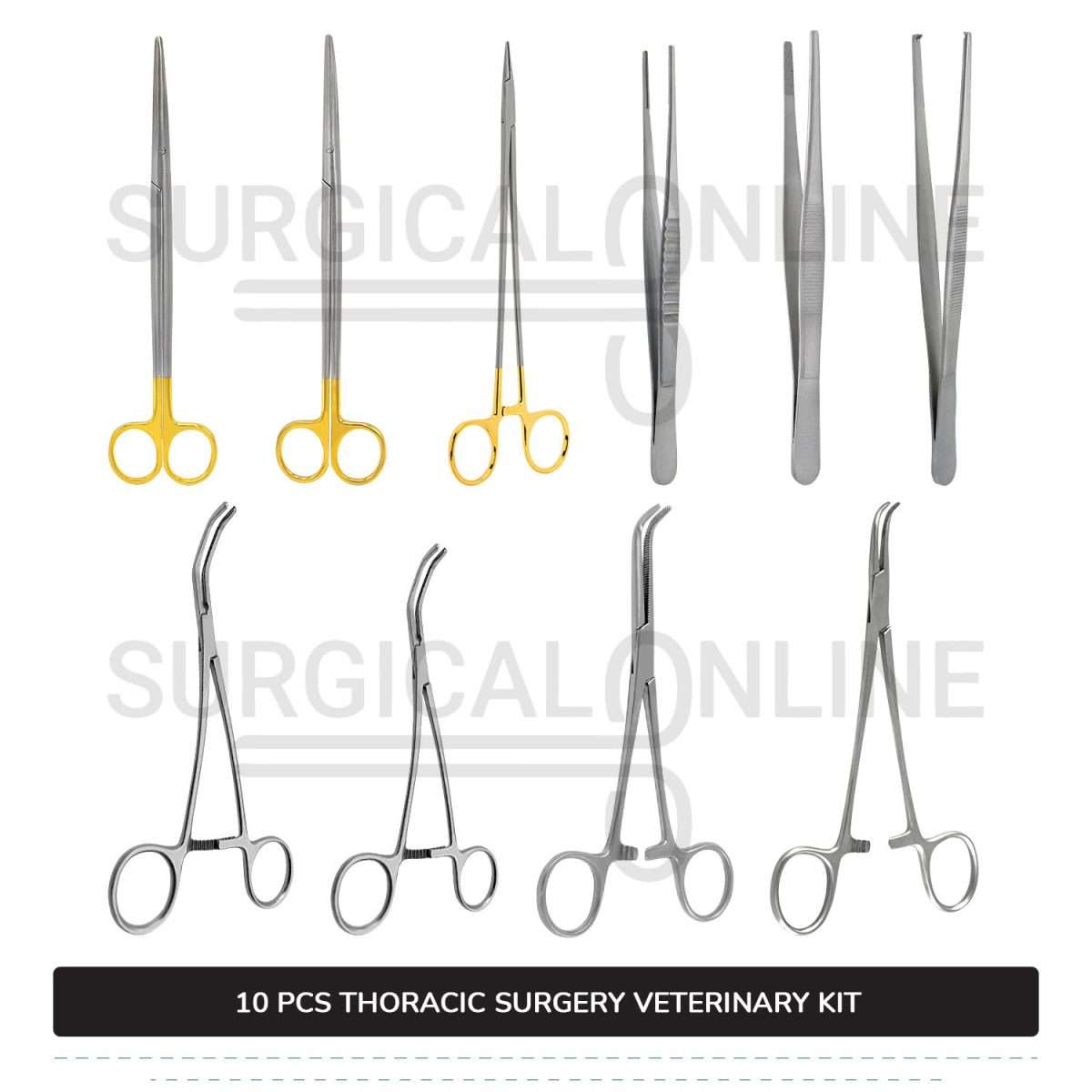 10 Pcs Thoracic Surgery Kit Stainless Steel Surgical Veterinary Instruments Set