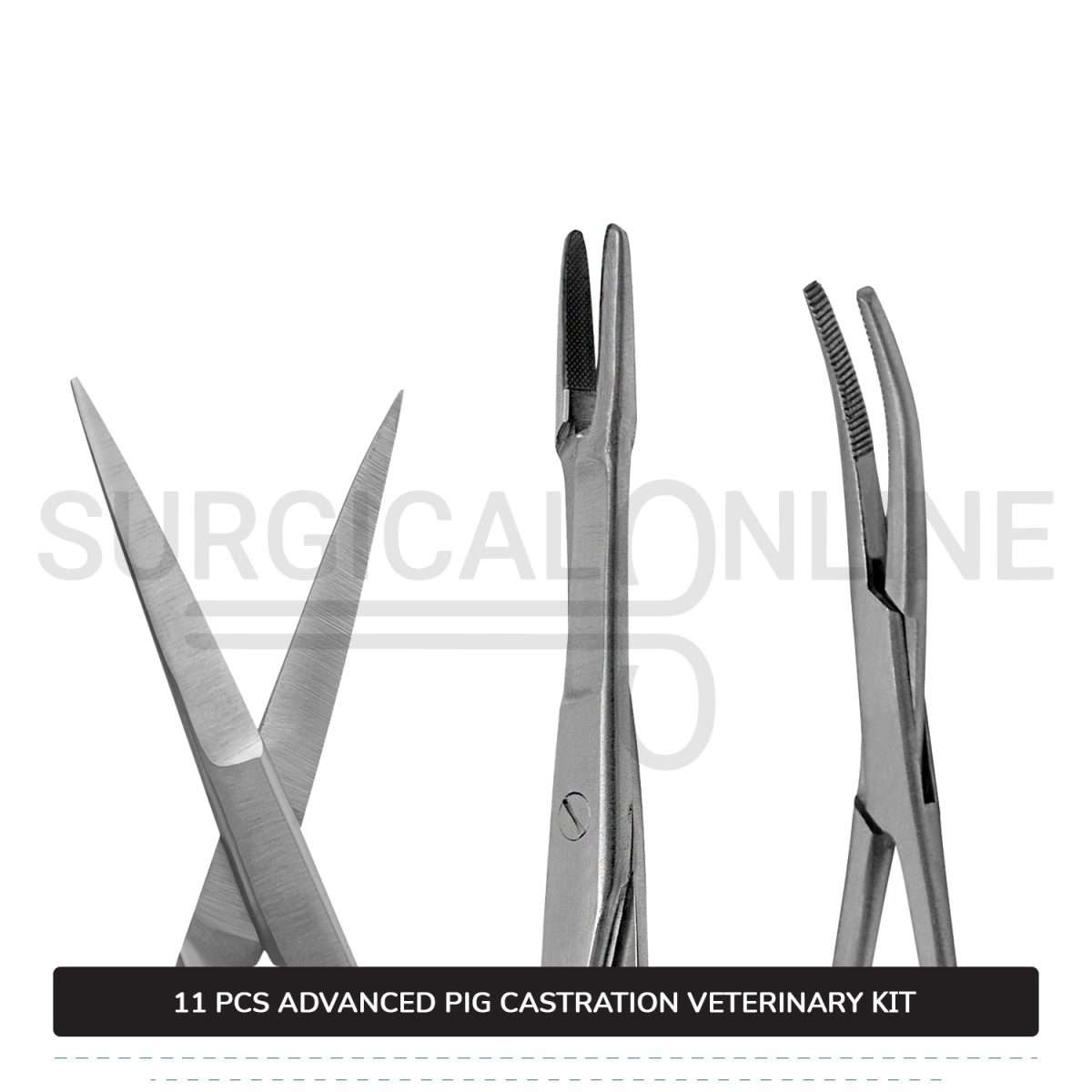 11 Pcs Advanced Pig Castration Kit Stainless Steel Surgical Veterinary Instruments Set with FREE Carrying Case