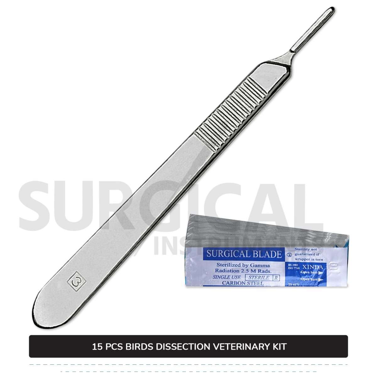 15 Pcs Birds Dissection Kit Stainless Steel Surgical Veterinary Instruments Set with FREE Carrying Case