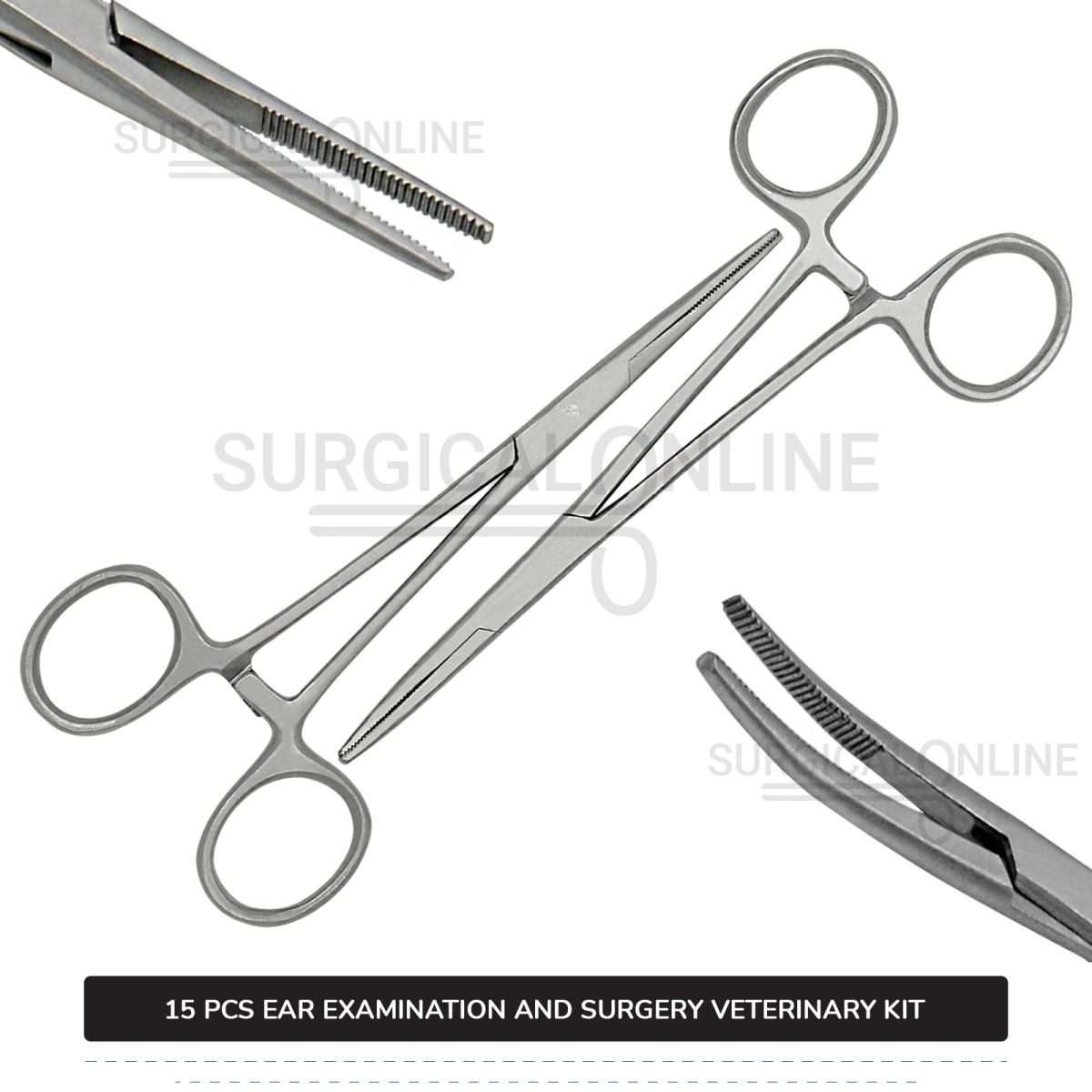 15 Pcs Ear Examination And Surgery Kit Stainless Steel Veterinary Instruments Set with ???? Surgical Scalpel Blades
