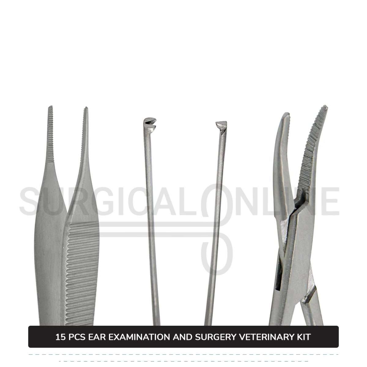 15 Pcs Ear Examination And Surgery Kit Stainless Steel Veterinary Instruments Set with ???? Surgical Scalpel Blades