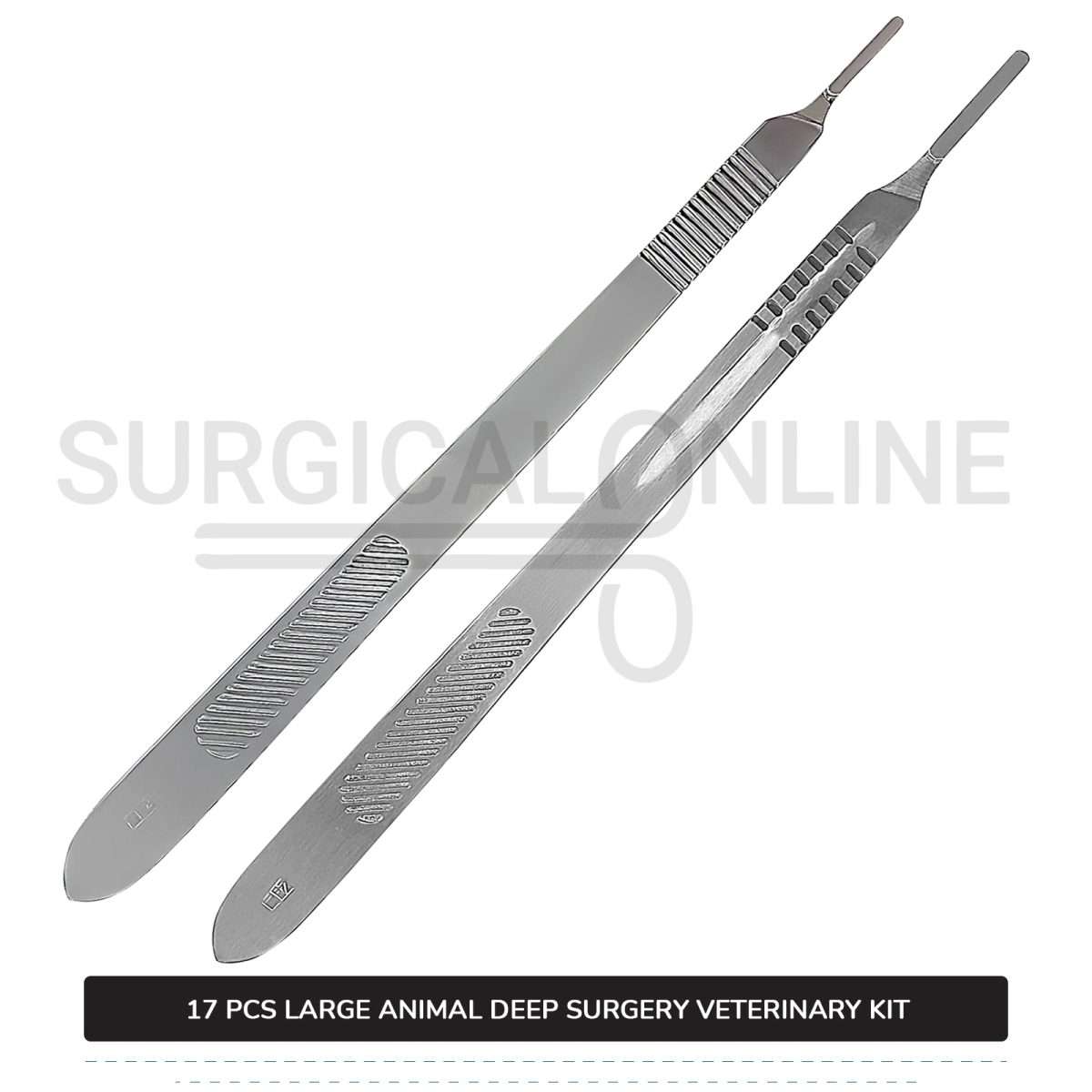 17 Pcs Large Animal Deep Surgery Kit Stainless Steel Veterinary Instruments Set with ???? Surgical Scalpel Blades