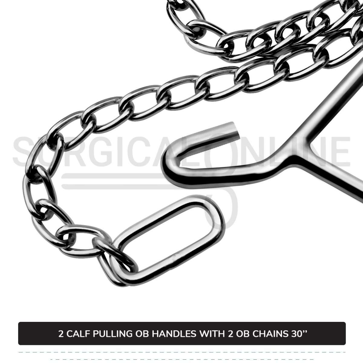 2 Ob Chains 30" With 2 Ob Handles Calf Pulling Cattle Birth Delivery Set Surgical Veterinary Instruments