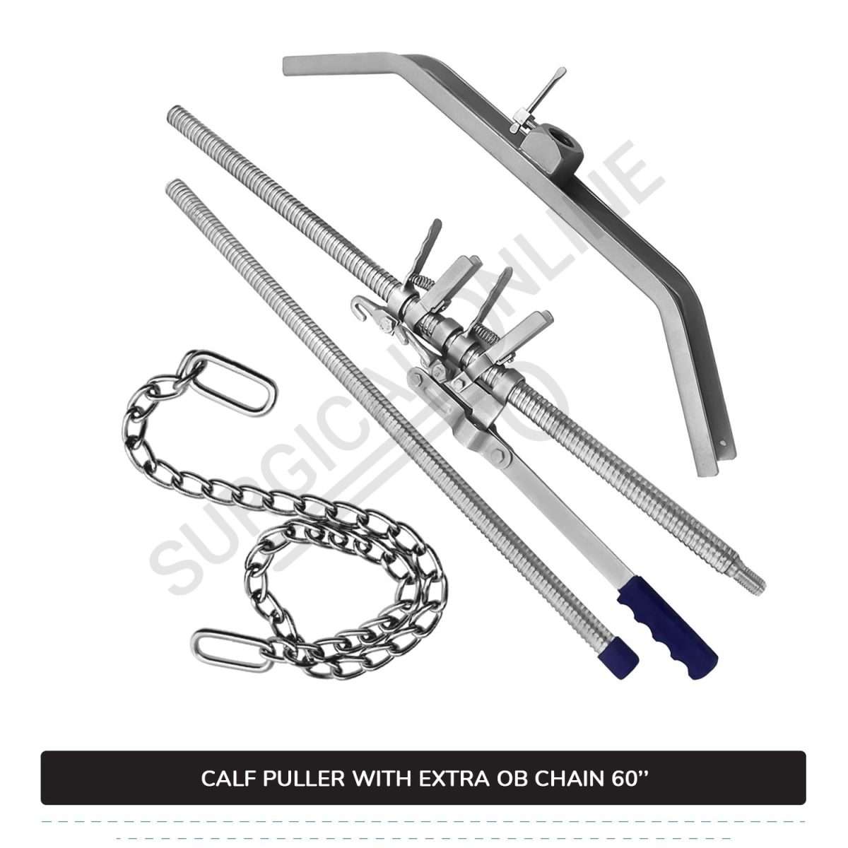2 Pcs Calf Pulling Set, Ratchet Style Calf Puller with 60" OB Chains Surgical Veterinary Instruments