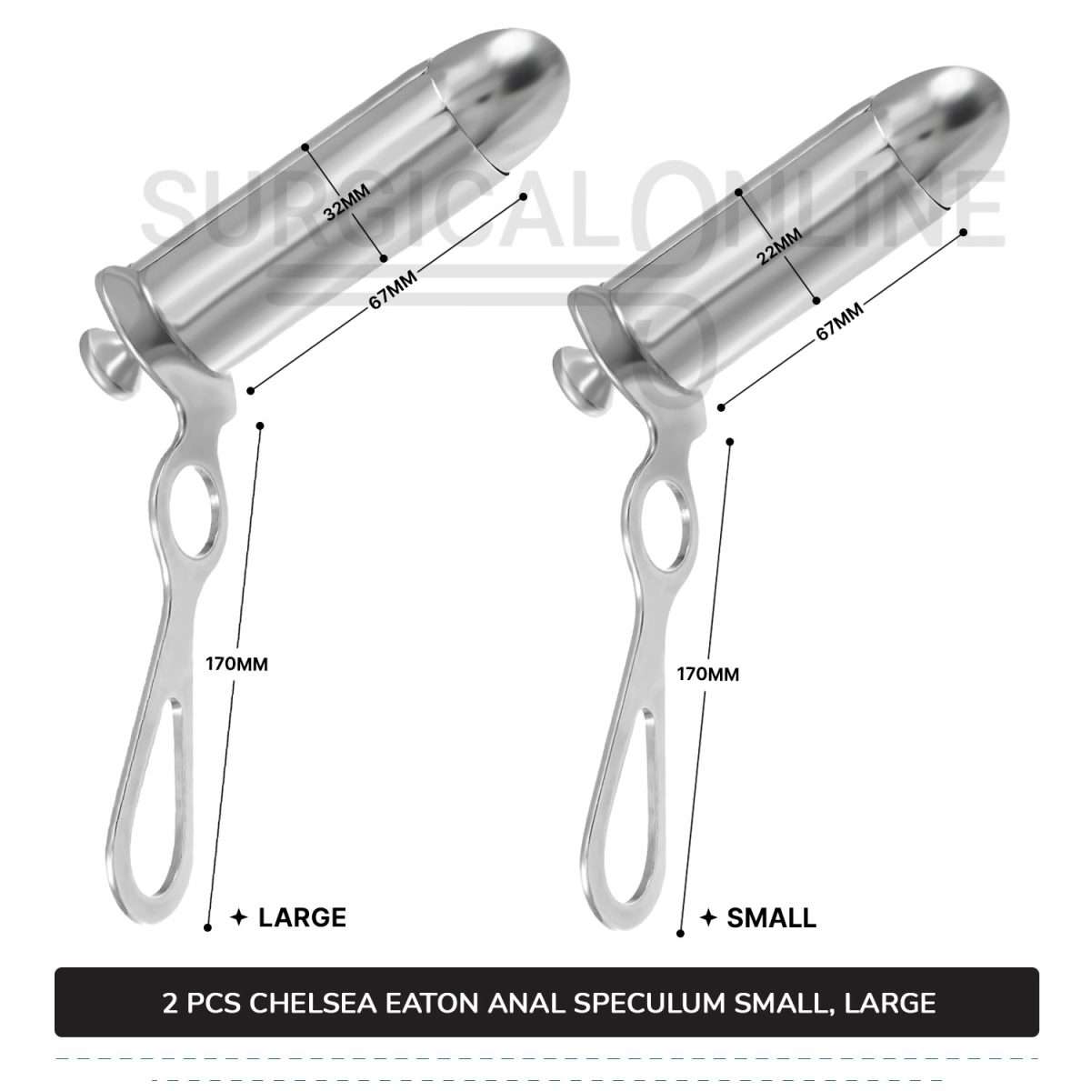 2 Pcs Set of Chelsea-Eaton Anal Speculum 7/8″ (2.2 cm) & 1 1/4" (3.2 cm) O.D Rectal Instruments