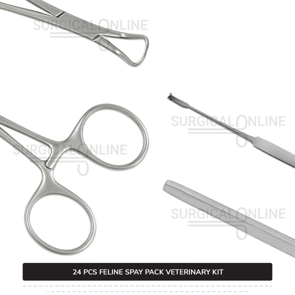 24 Pcs Feline Spay Pack Economy Stainless Steel Surgical Neuter Kit Veterinary Instruments Set