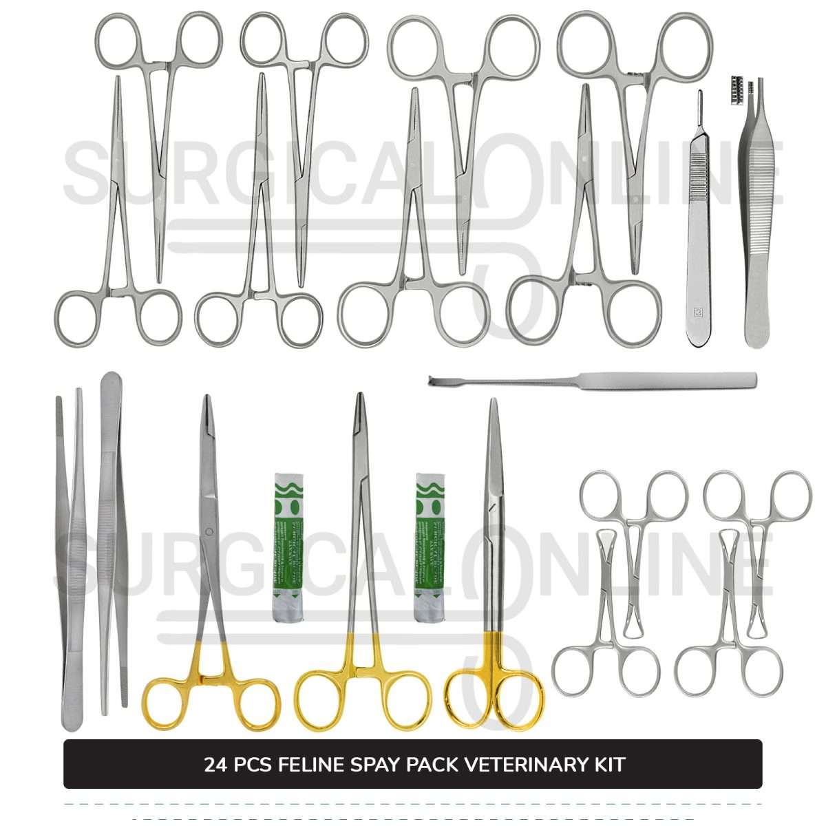 24 Pcs Feline Spay Kit With Tungsten Carbide Stainless Steel Surgical Neuter Pack Veterinary Instruments Set