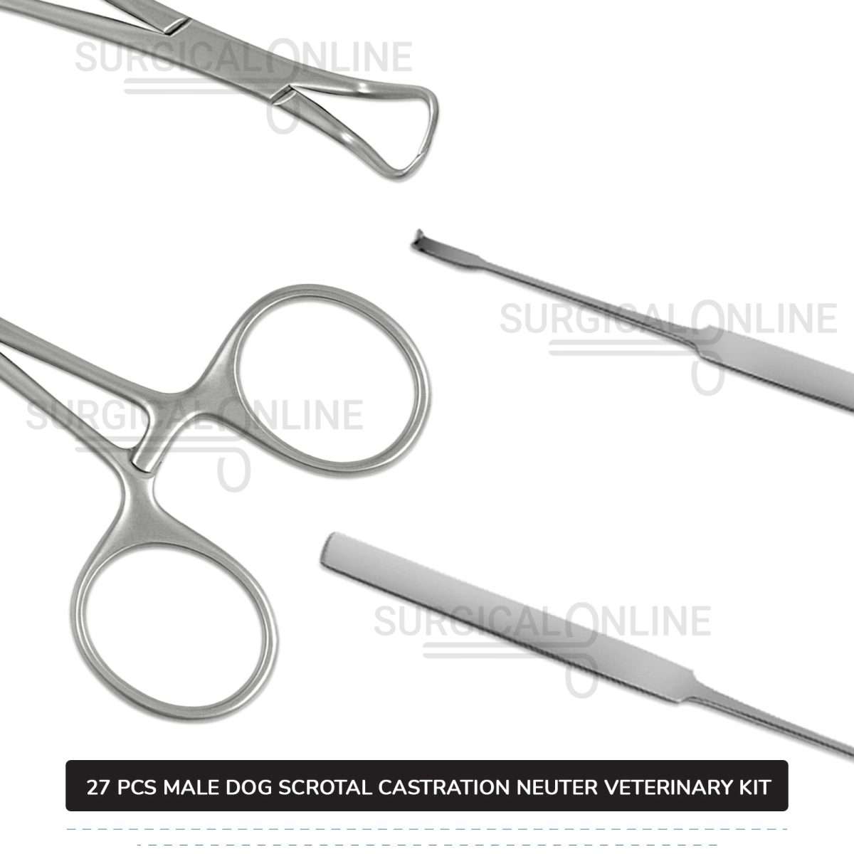 27 Pcs Male Dog Scrotal Castration Set Stainless Steel Surgical Neuter Kit Veterinary Instruments