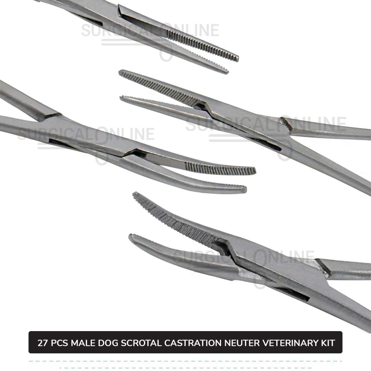 27 Pcs Male Dog Scrotal Castration Set Stainless Steel Surgical Neuter Kit Veterinary Instruments