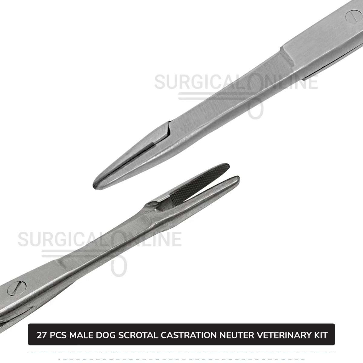 27 Pcs Male Dog Scrotal Castration Set Stainless Steel Surgical Neuter Kit Veterinary Instruments