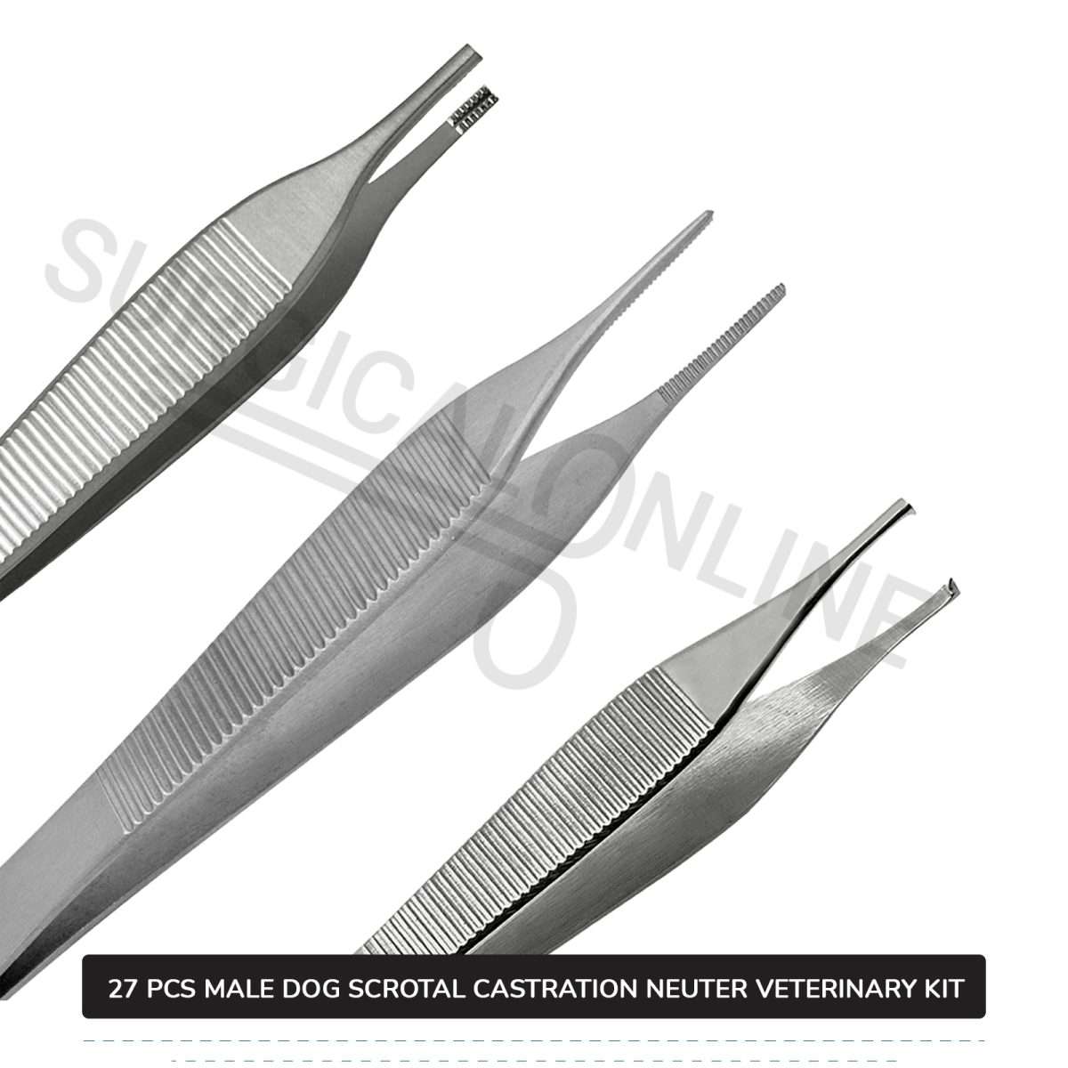 27 Pcs Male Dog Scrotal Castration Set Stainless Steel Surgical Neuter Kit Veterinary Instruments