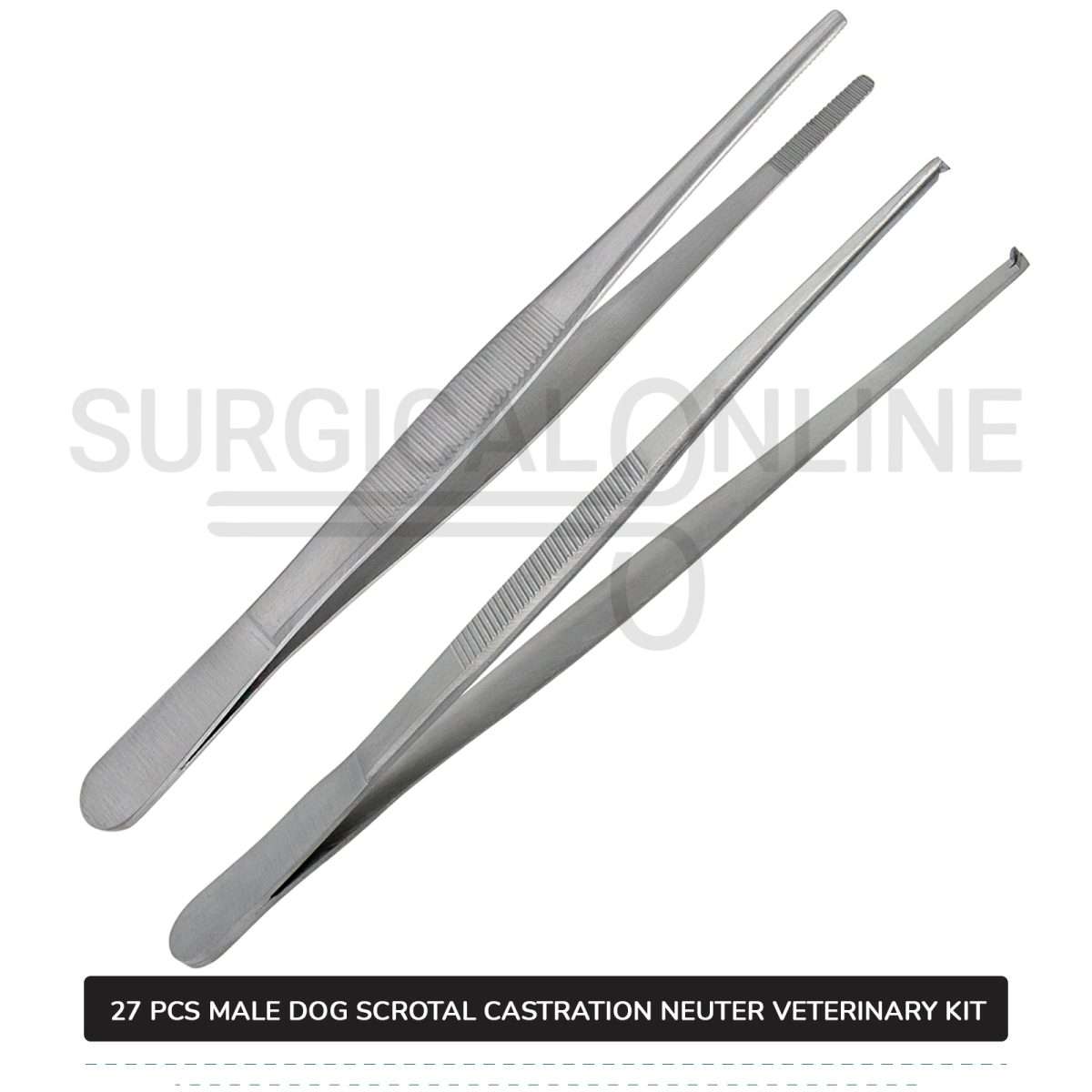 27 Pcs Male Dog Scrotal Castration Set Stainless Steel Surgical Neuter Kit Veterinary Instruments