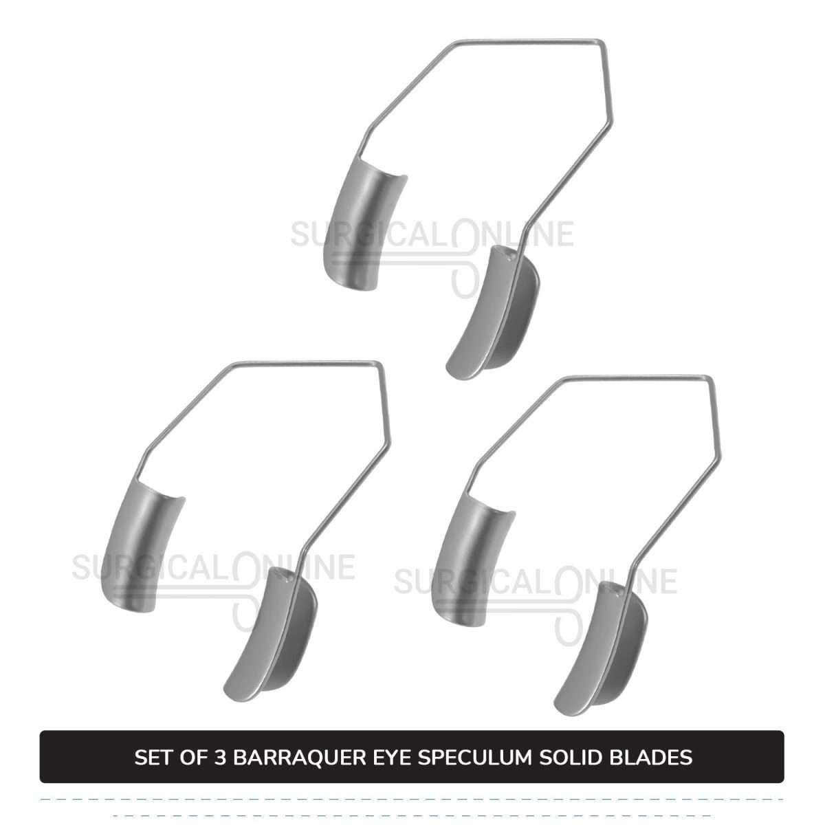 3 Pcs Barraquer Wire Speculum Set Small, Medium, & Large, with 2 Solid Blades Ophthalmic Surgical Instruments