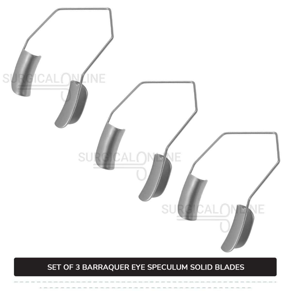 3 Pcs Barraquer Wire Speculum Set Small, Medium, & Large, with 2 Solid Blades Ophthalmic Surgical Instruments