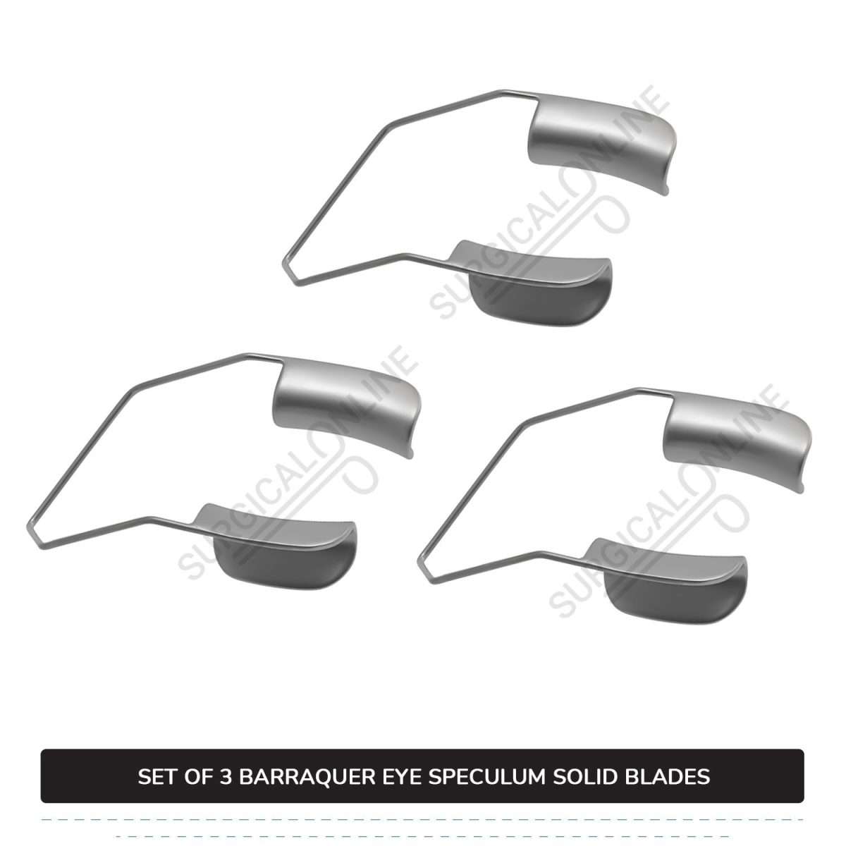 3 Pcs Barraquer Wire Speculum Set Small, Medium, & Large, with 2 Solid Blades Ophthalmic Surgical Instruments