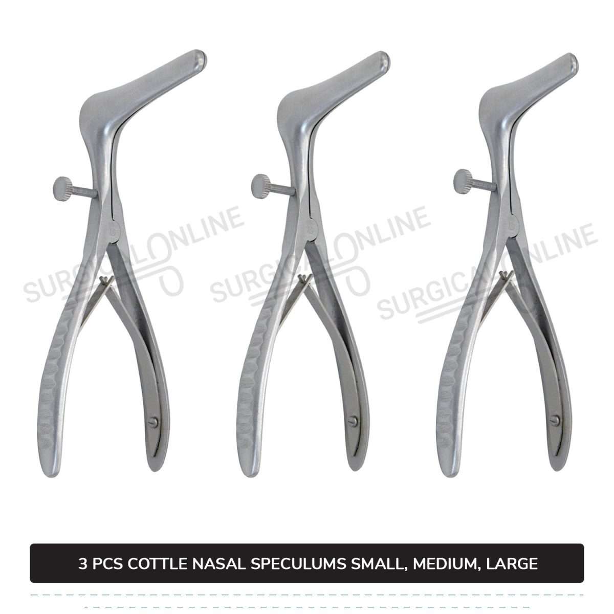 3 Pcs Cottle Septum Speculum Set With Set Screw Small, Medium, & Large Blades