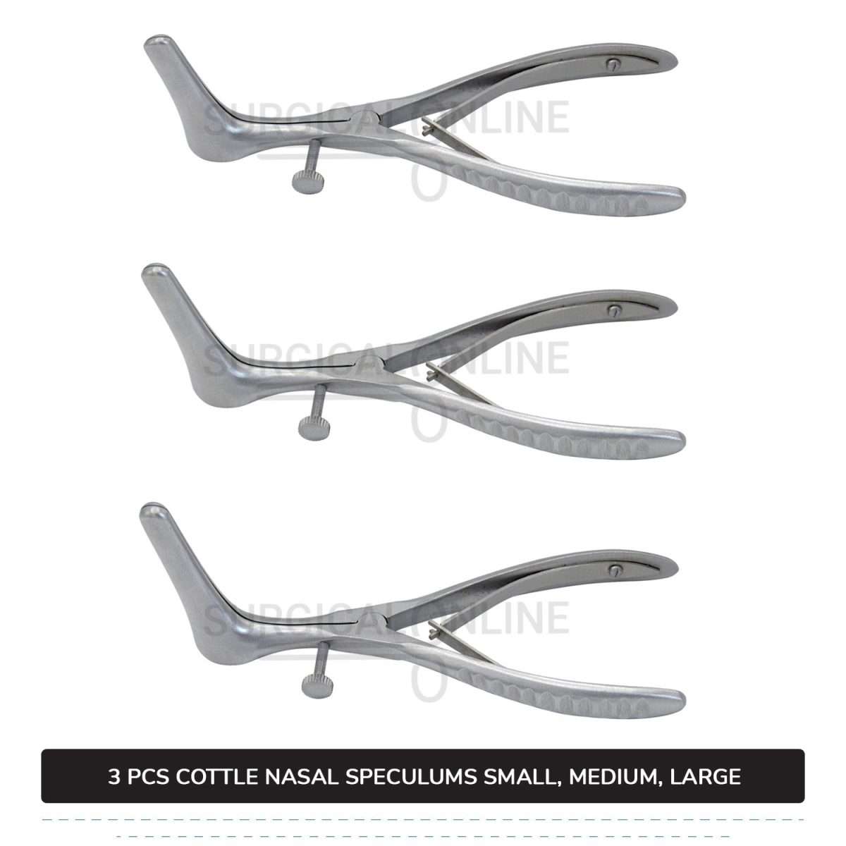 3 Pcs Cottle Septum Speculum Set With Set Screw Small, Medium, & Large Blades