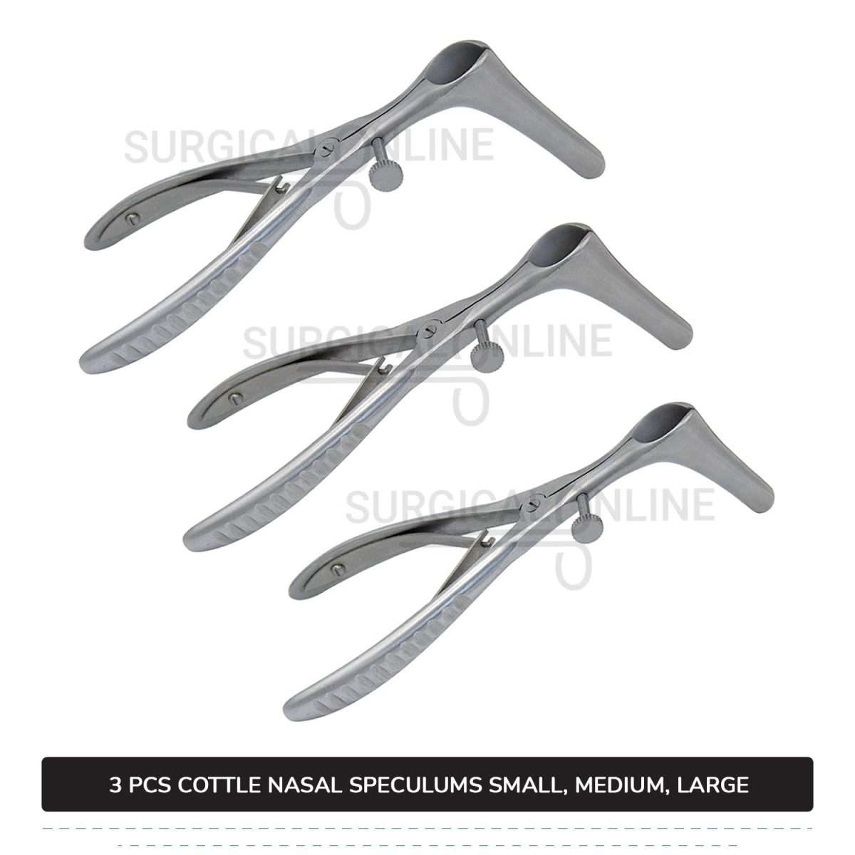 3 Pcs Cottle Septum Speculum Set With Set Screw Small, Medium, & Large Blades