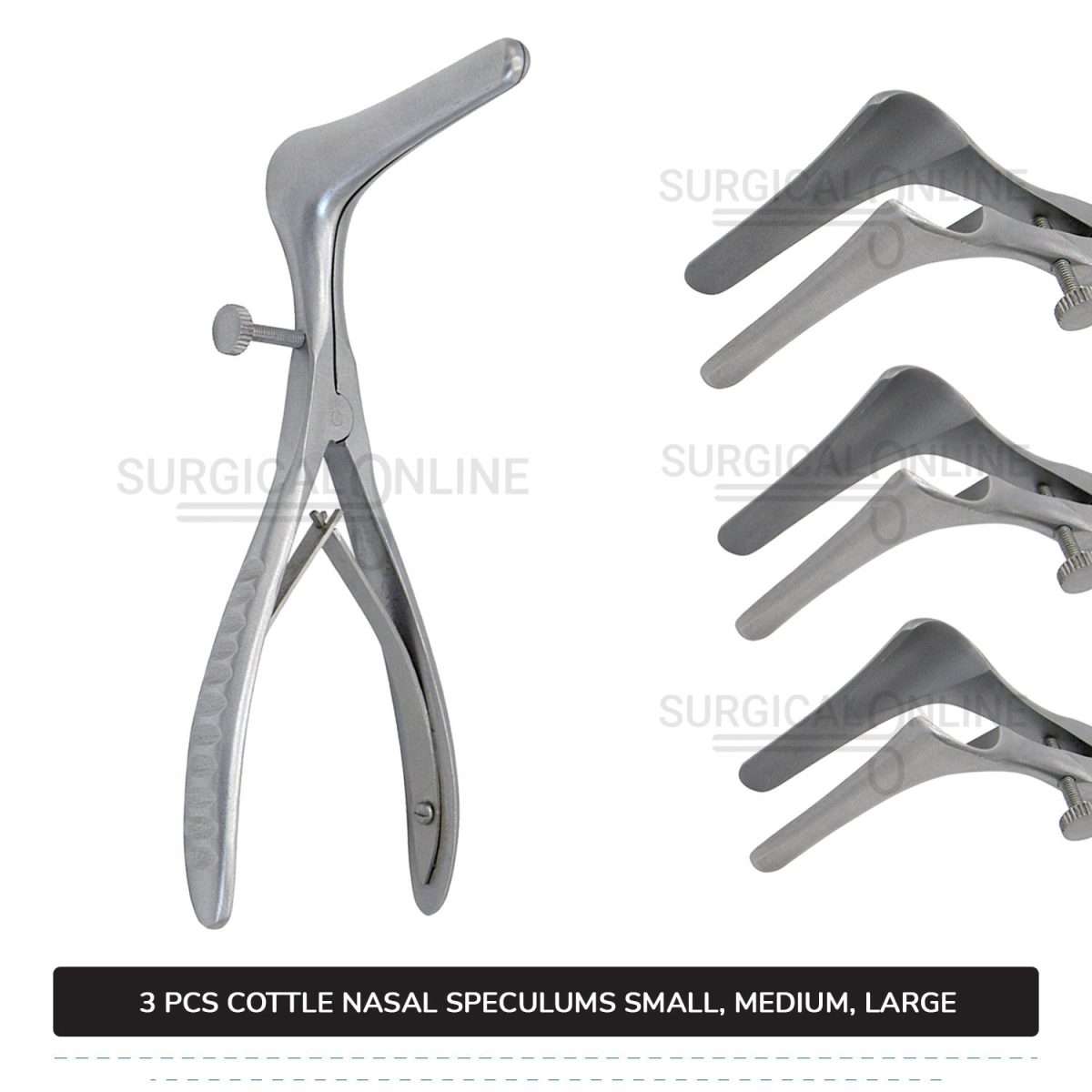 3 Pcs Cottle Septum Speculum Set With Set Screw Small, Medium, & Large Blades