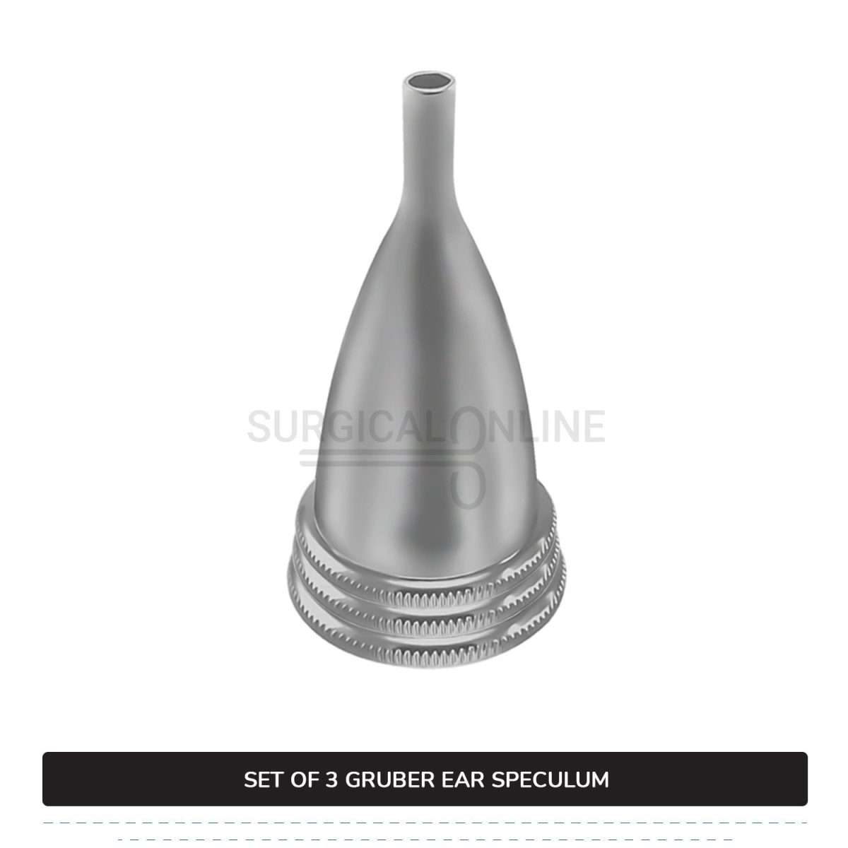 3 Pcs Gruber Ear Specula Set Small, Medium, & Large ENT Diagnostic Speculum Surgical Instruments