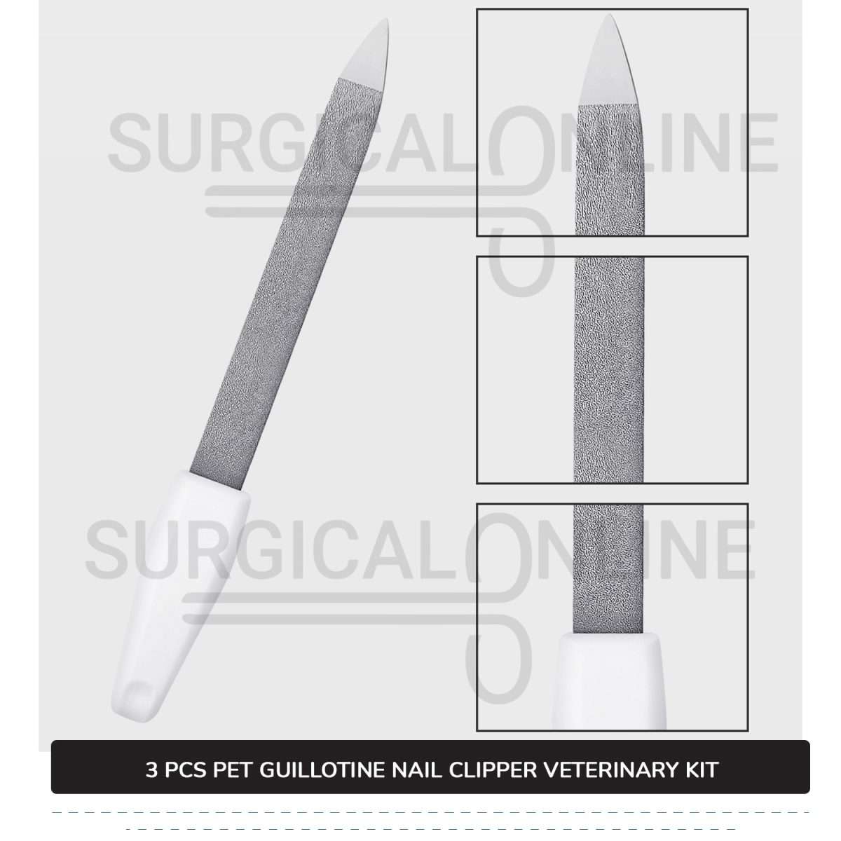 3 Pcs Guillotine Nail Clipper Kit For Pets Stainless Steel Surgical Veterinary Instruments