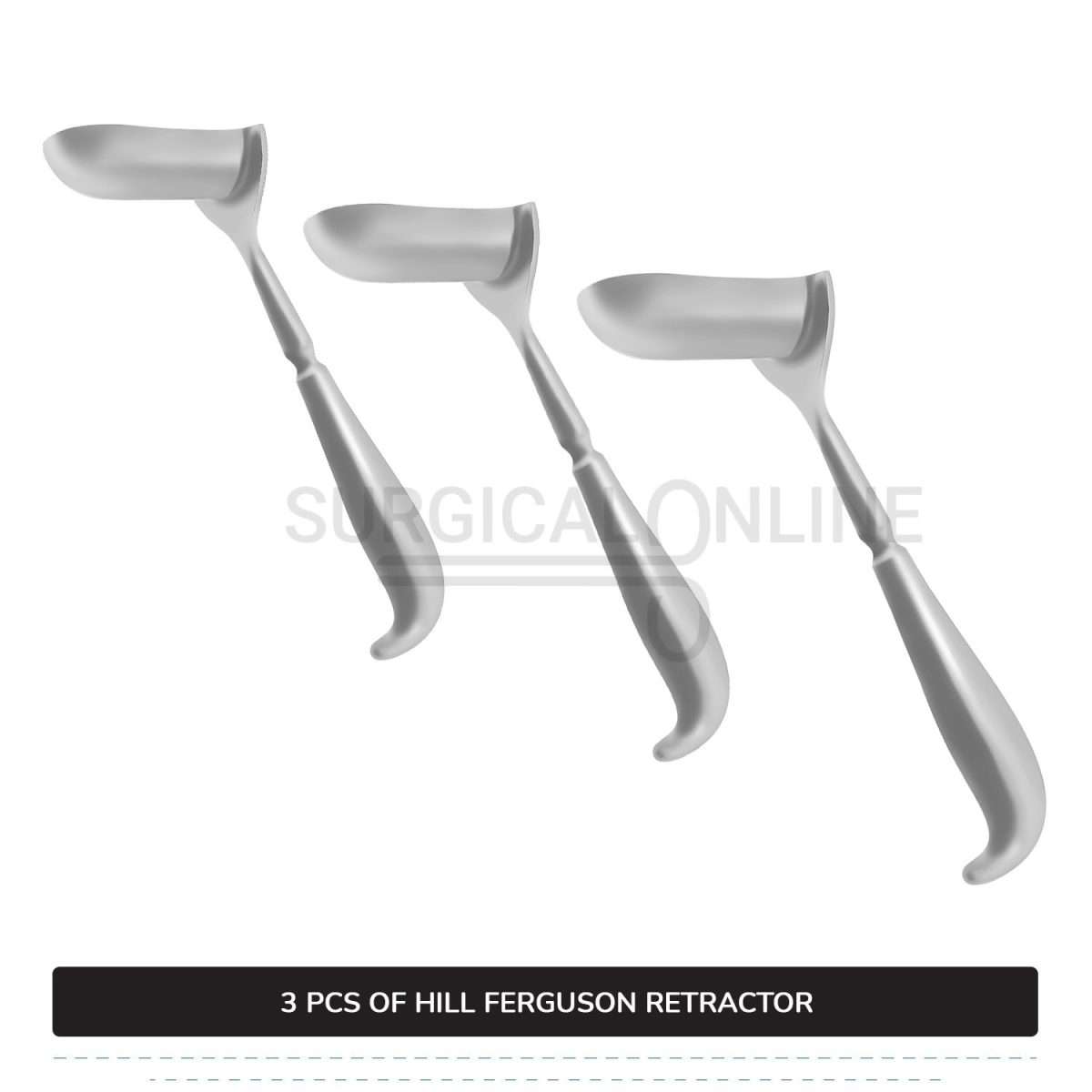 3 Pcs Hill Ferguson Rectal Retractor Set, Small, Medium, & Large Blades Surgical Veterinary