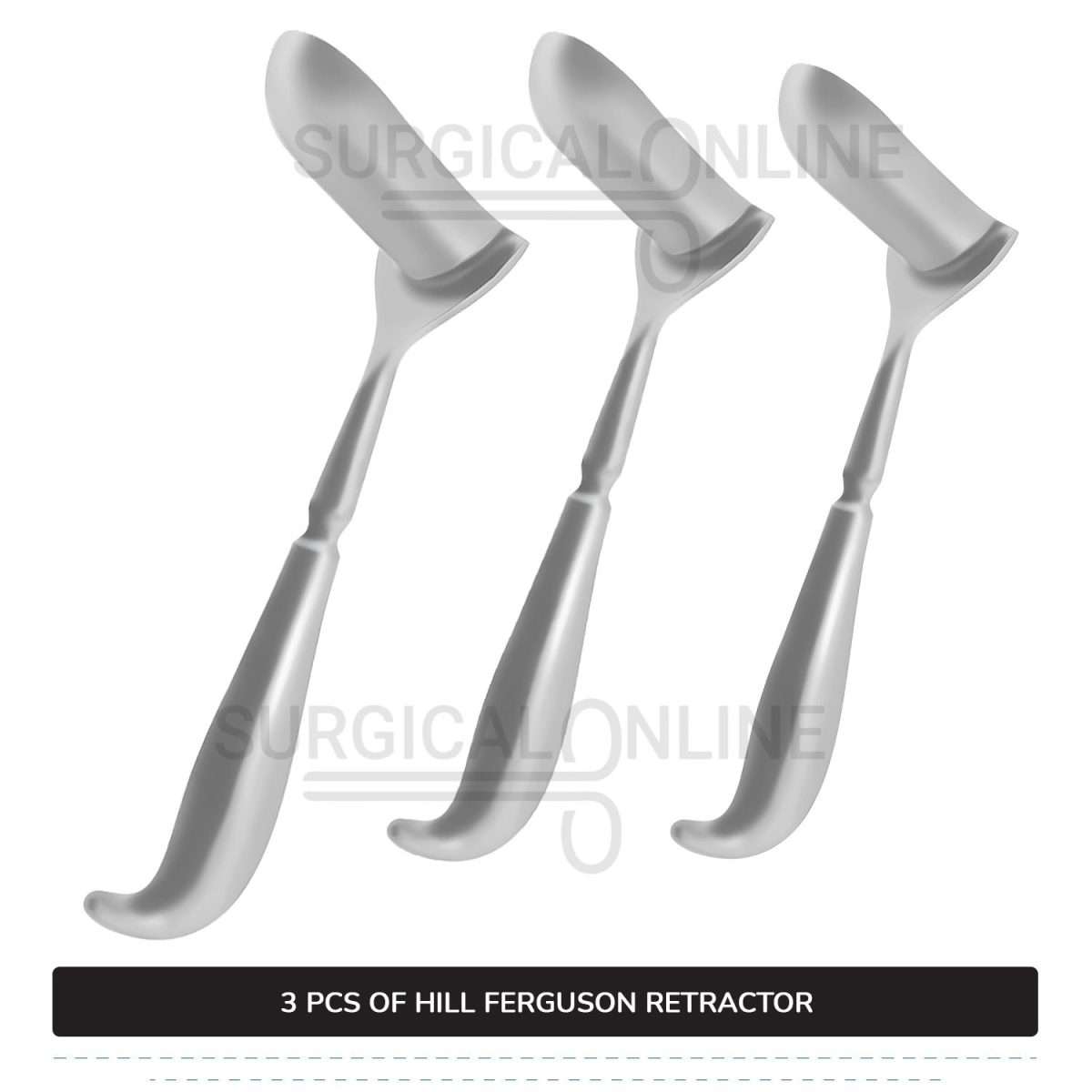 3 Pcs Hill Ferguson Rectal Retractor Set, Small, Medium, & Large Blades Surgical Veterinary