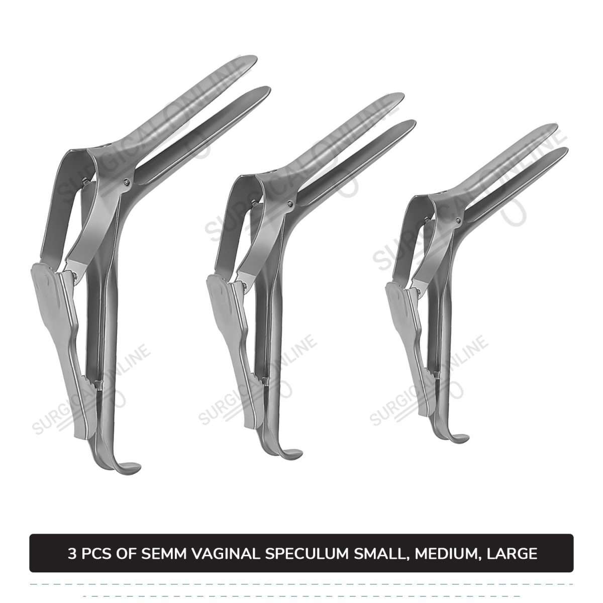 3 Pcs Semm Vaginal Speculum Set, Small, Medium, & Large Self-Retaining OB/GYN Instruments
