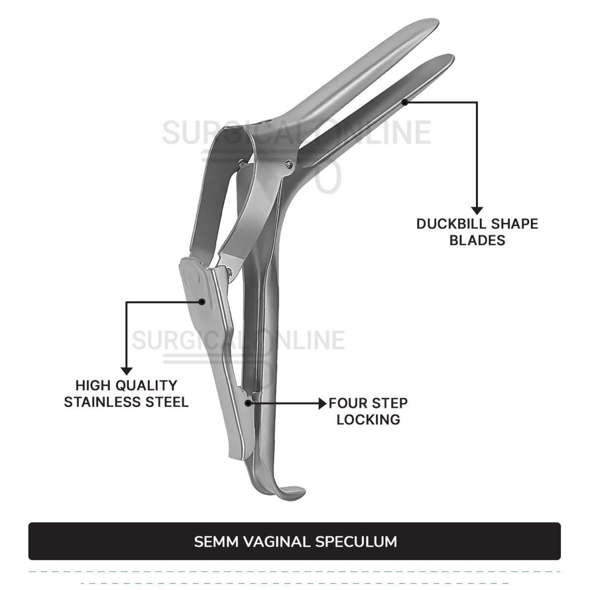 3 Pcs Semm Vaginal Speculum Set, Small, Medium, & Large Self-Retaining OB/GYN Instruments