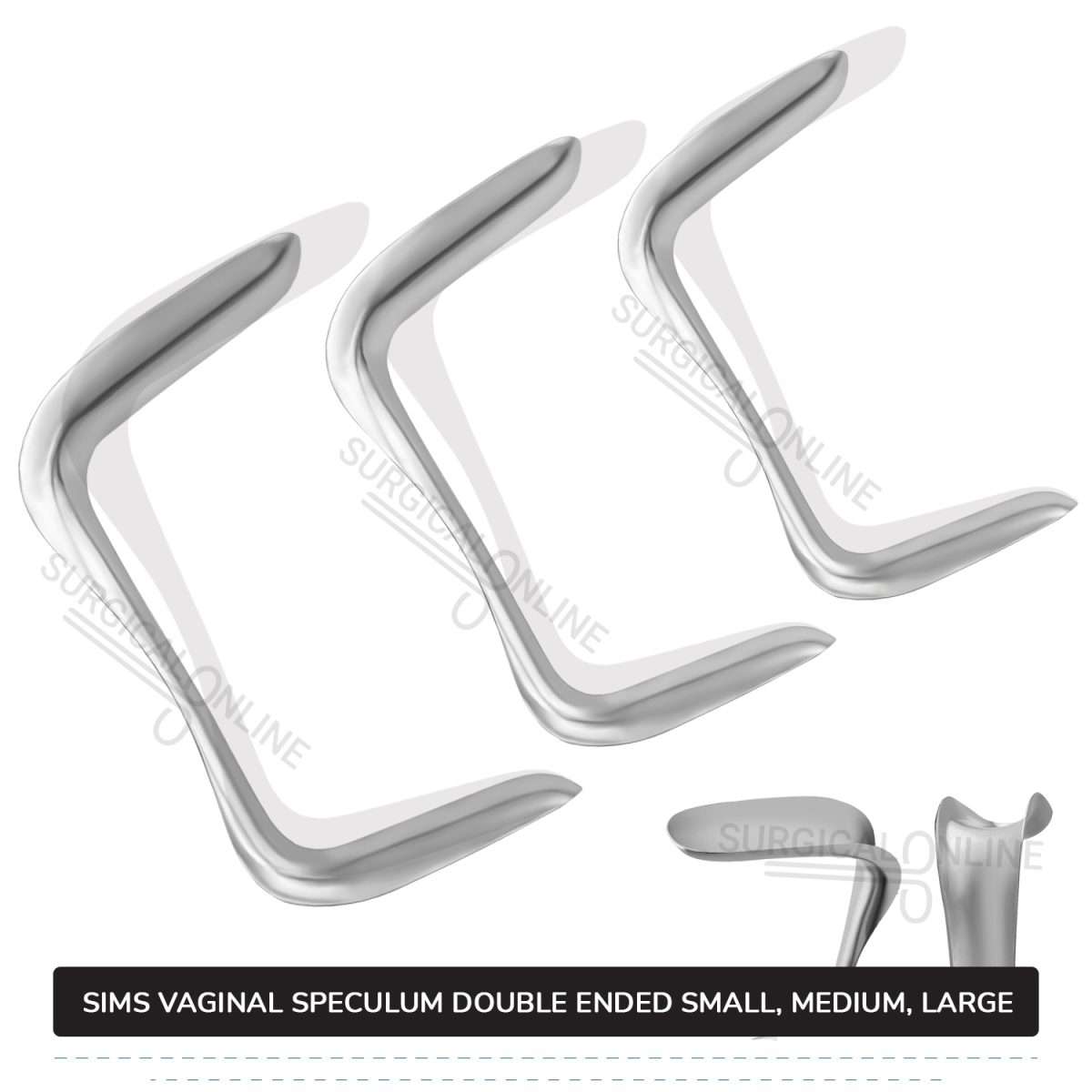 3 Pcs Sims Vaginal Speculum Double-Ended Set, Small, Medium, & Large OB/GYN Instruments