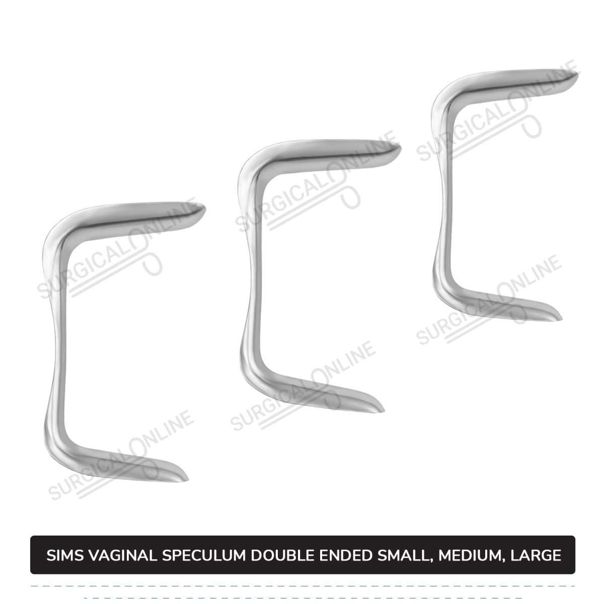 3 Pcs Sims Vaginal Speculum Double-Ended Set, Small, Medium, & Large OB/GYN Instruments