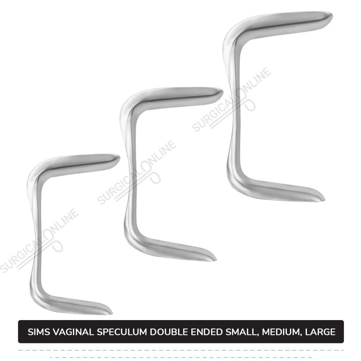 3 Pcs Sims Vaginal Speculum Double-Ended Set, Small, Medium, & Large OB/GYN Instruments