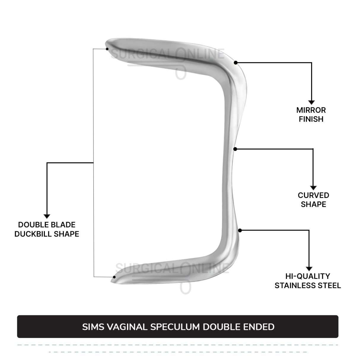 3 Pcs Sims Vaginal Speculum Double-Ended Set, Small, Medium, & Large OB/GYN Instruments