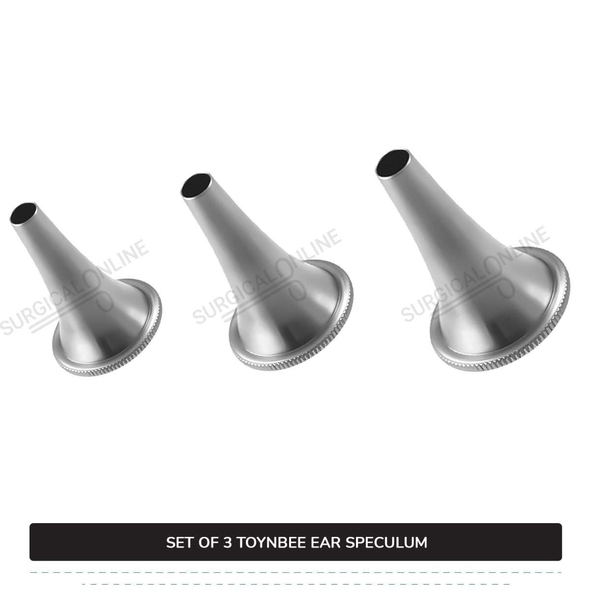 3 Pcs Toynbee Ear Specula Set Small, Medium, & Large ENT Diagnostic Speculum Surgical Instruments