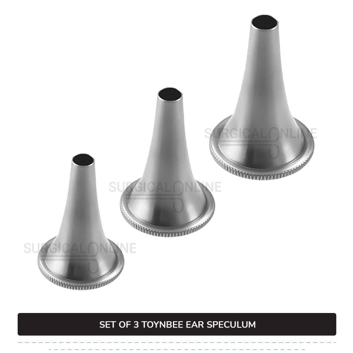 3 Pcs Toynbee Ear Specula Set Small, Medium, & Large ENT Diagnostic Speculum Surgical Instruments