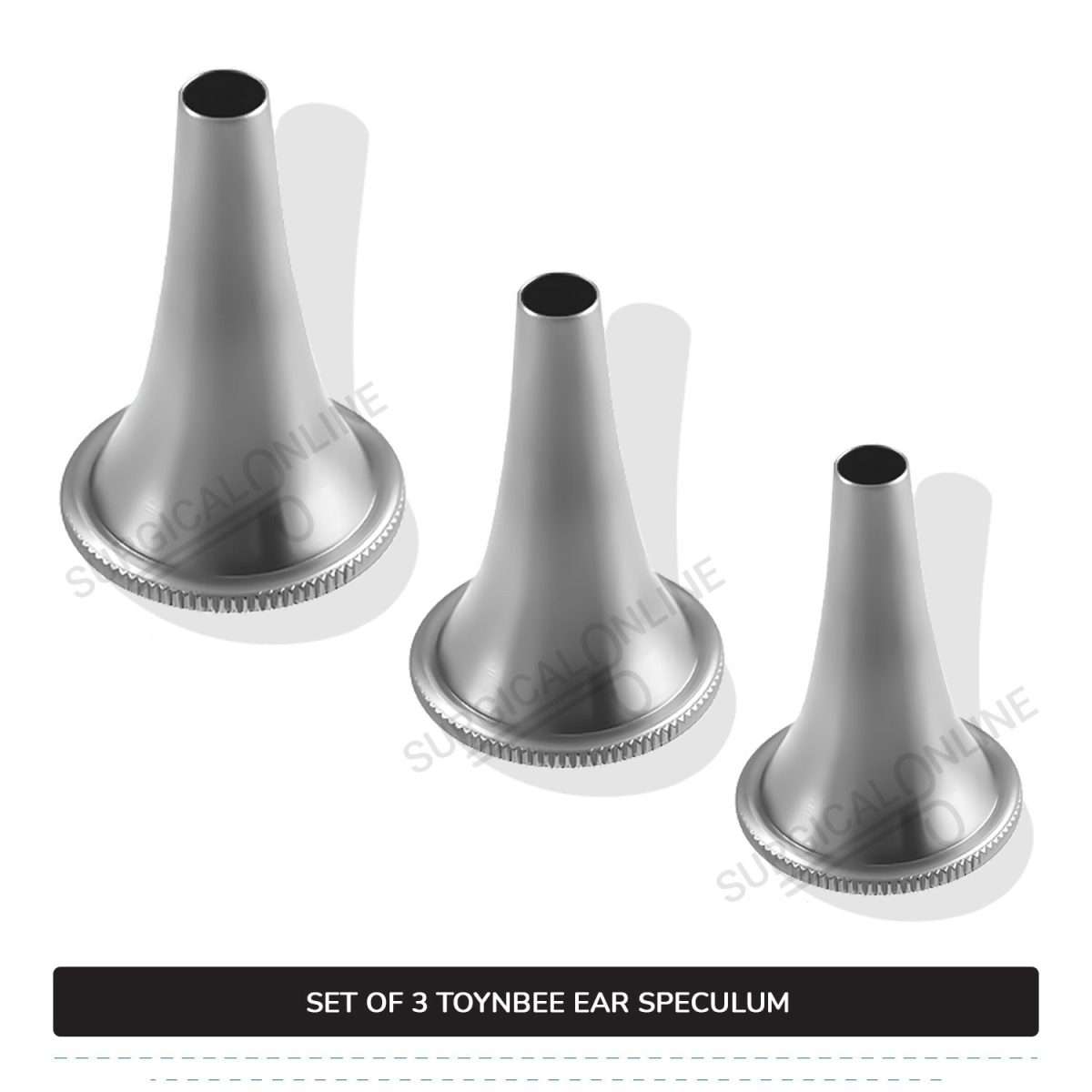 3 Pcs Toynbee Ear Specula Set Small, Medium, & Large ENT Diagnostic Speculum Surgical Instruments