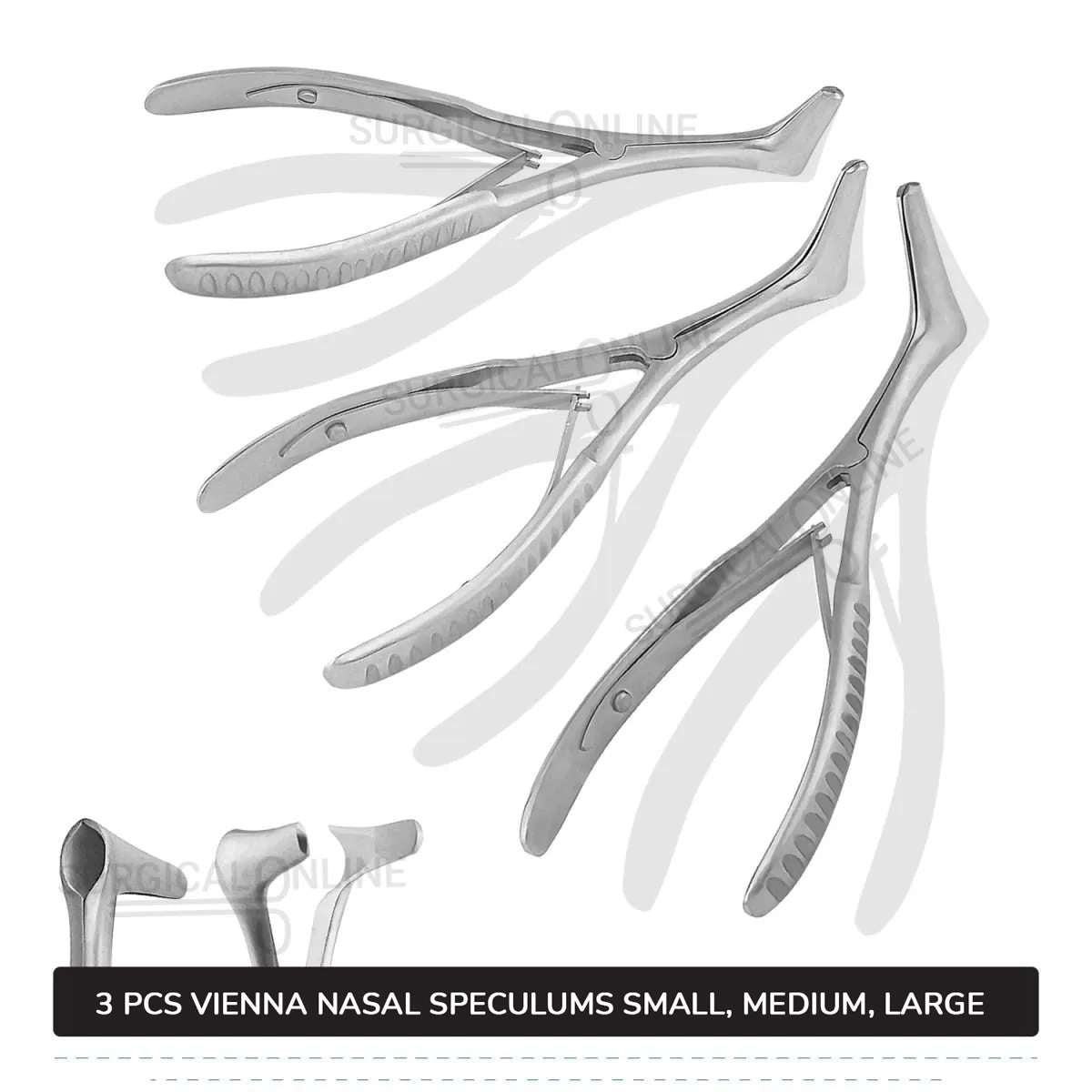 3 Pcs Vienna Nasal Speculum Set Small, Medium, & Large Diagnostic ENT Surgical