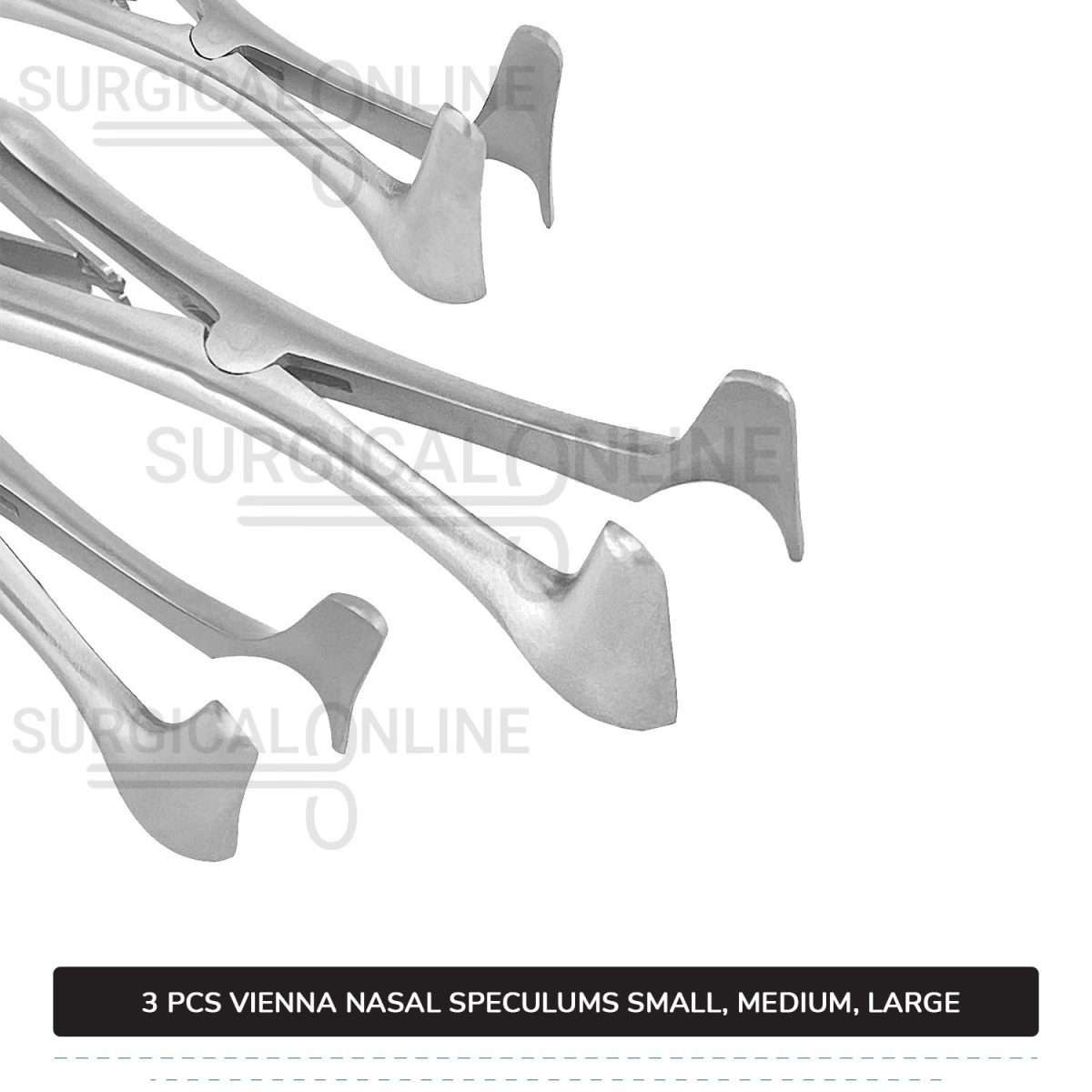 3 Pcs Vienna Nasal Speculum Set Small, Medium, & Large Diagnostic ENT Surgical