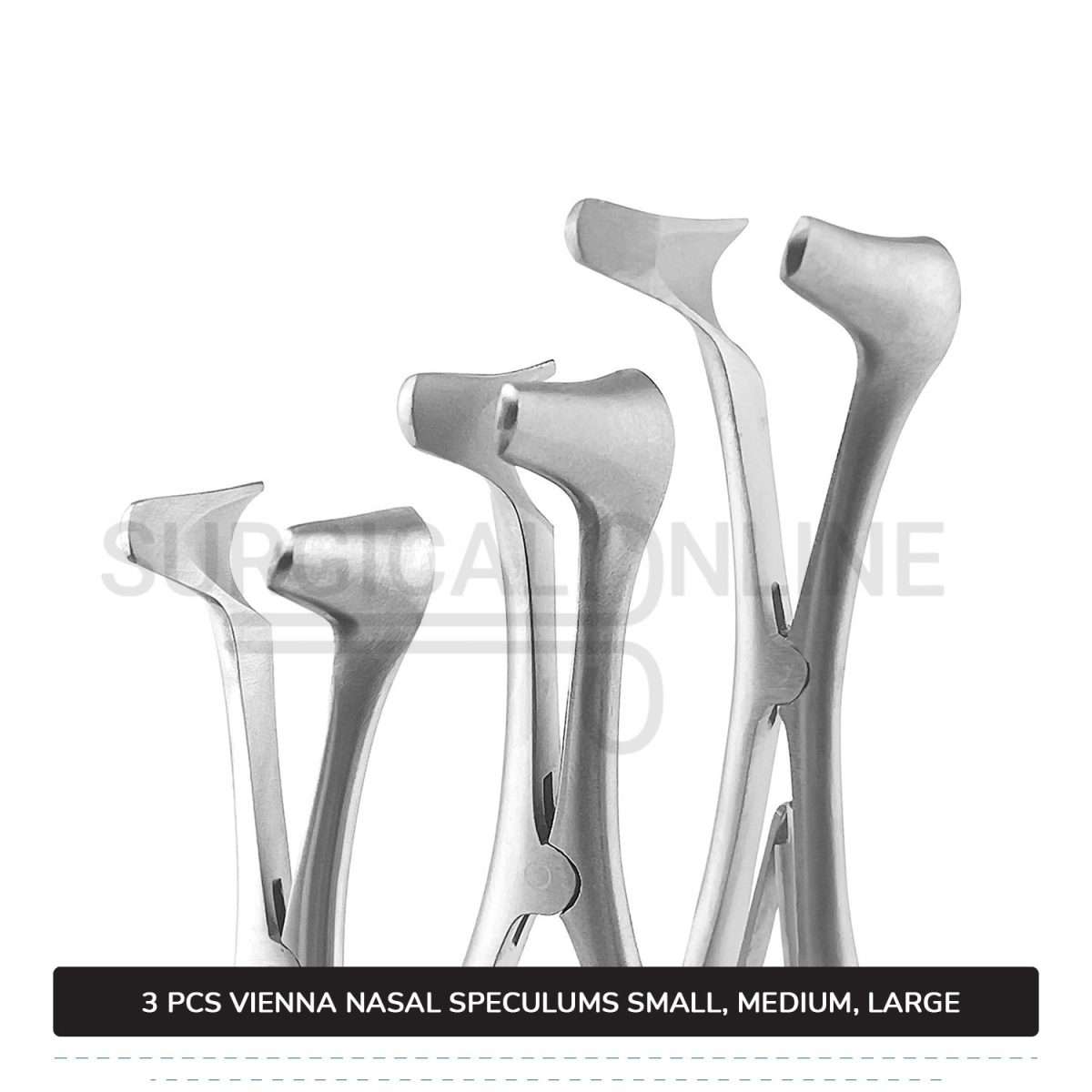 3 Pcs Vienna Nasal Speculum Set Small, Medium, & Large Diagnostic ENT Surgical