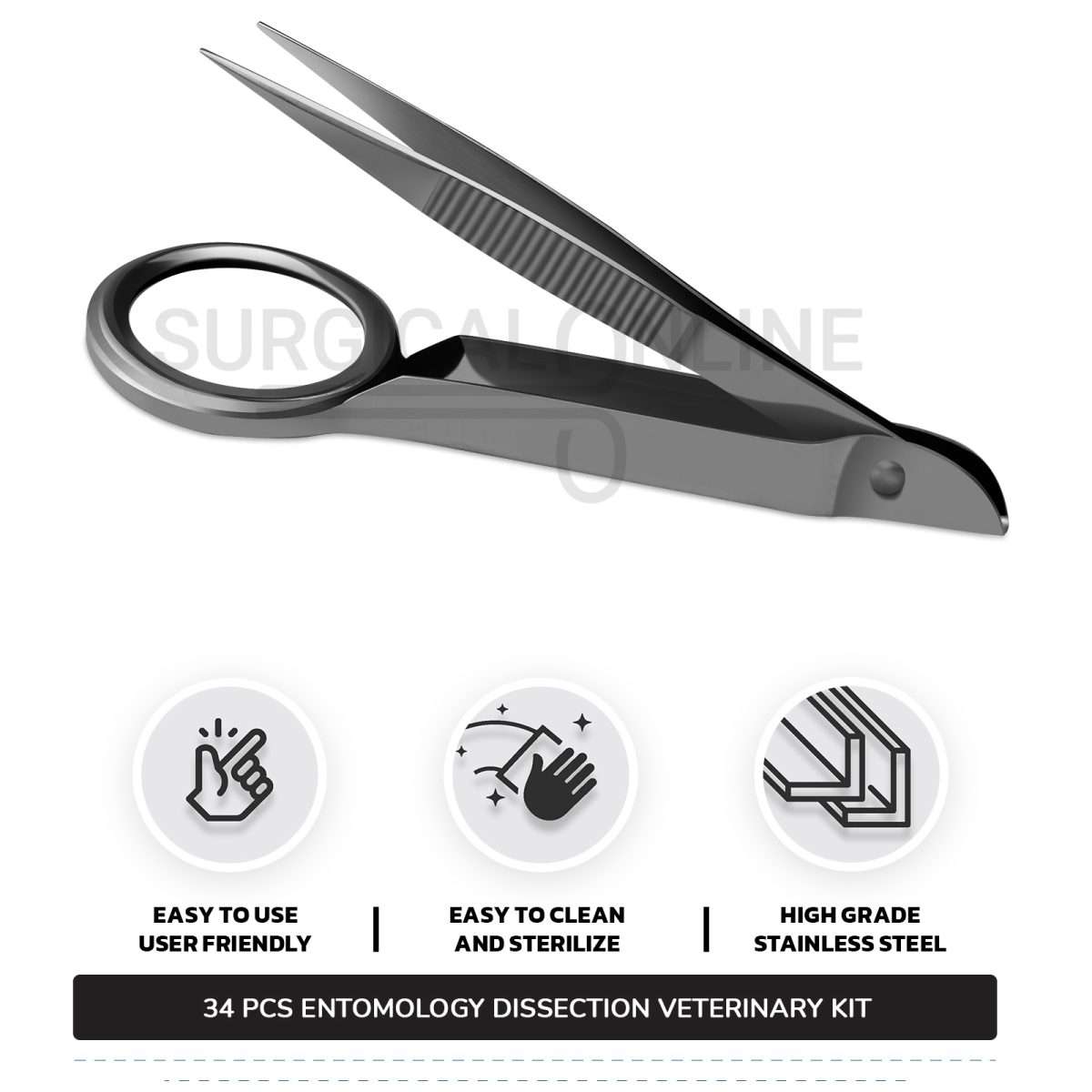 34 Pcs Entomology Dissection Kit Stainless Steel Veterinary Instruments Set with ???? Carrying Case