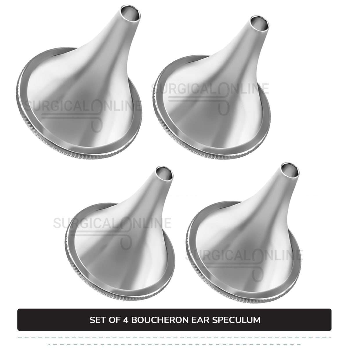 4 Pcs Boucheron Ear Specula Set Small, Medium, Large & X-Large ENT Diagnostic Speculum Surgical Instruments