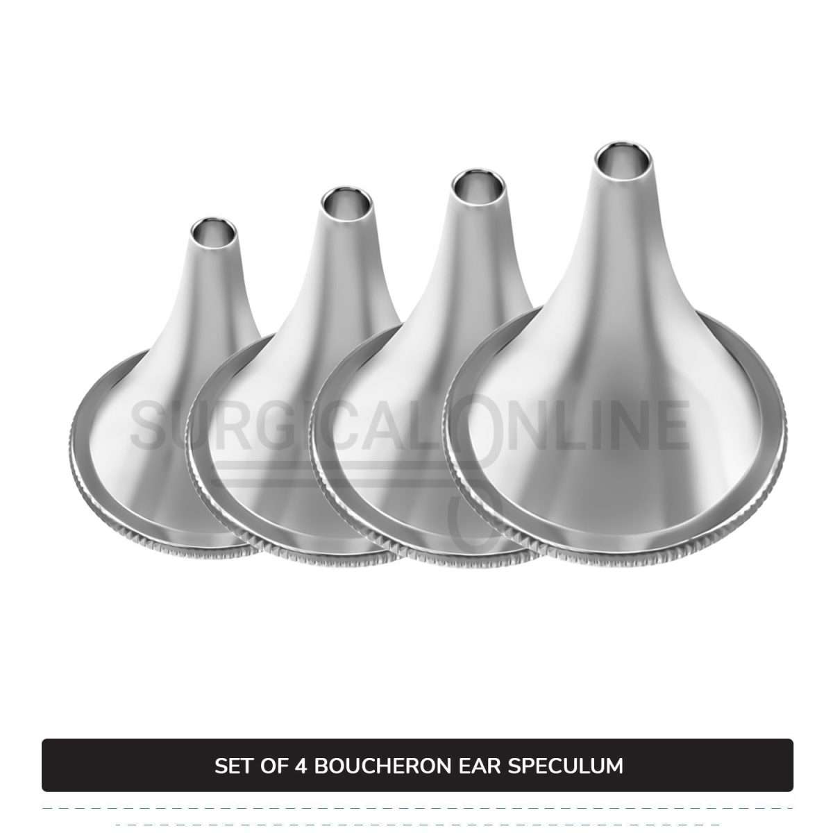 4 Pcs Boucheron Ear Specula Set Small, Medium, Large & X-Large ENT Diagnostic Speculum Surgical Instruments