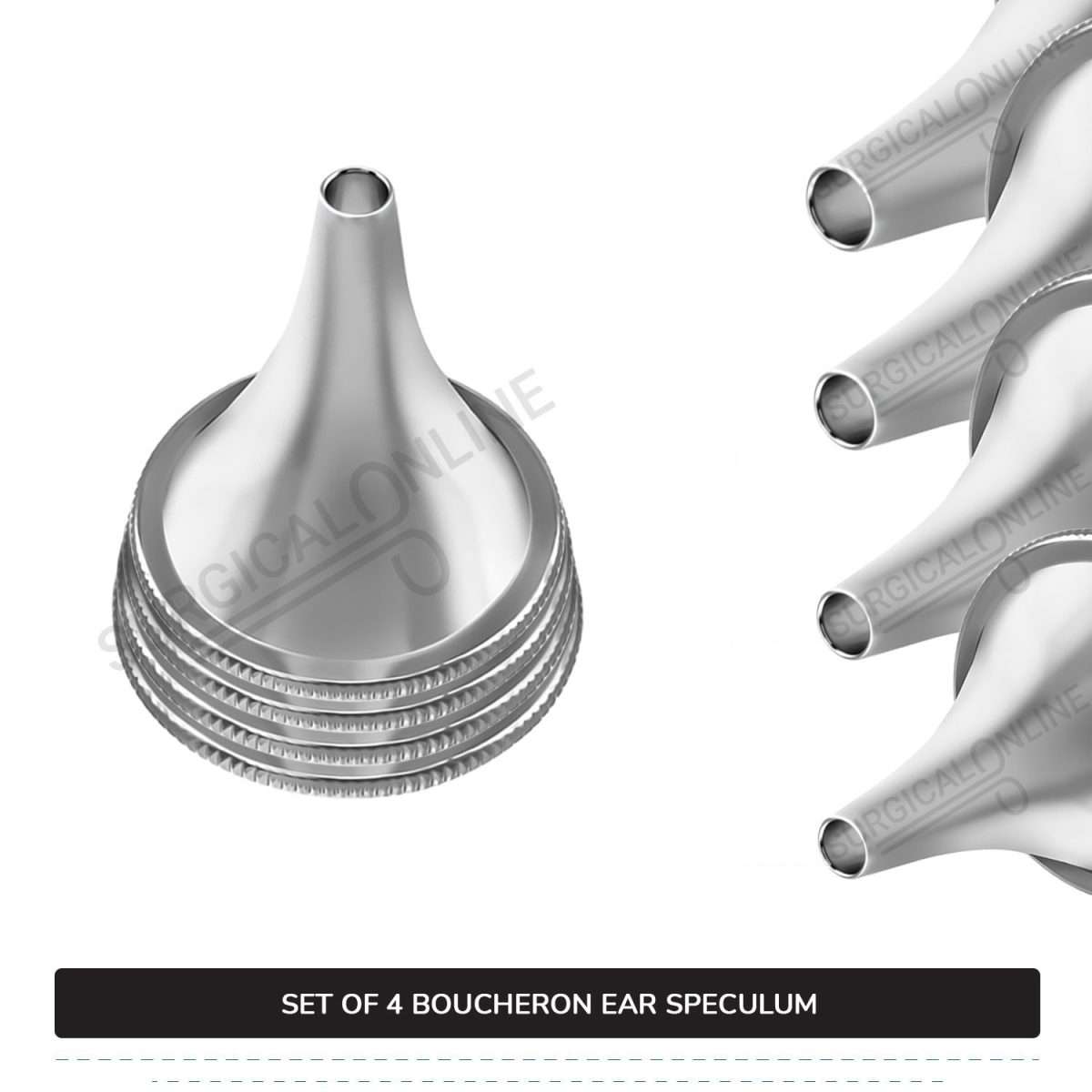 4 Pcs Boucheron Ear Specula Set Small, Medium, Large & X-Large ENT Diagnostic Speculum Surgical Instruments