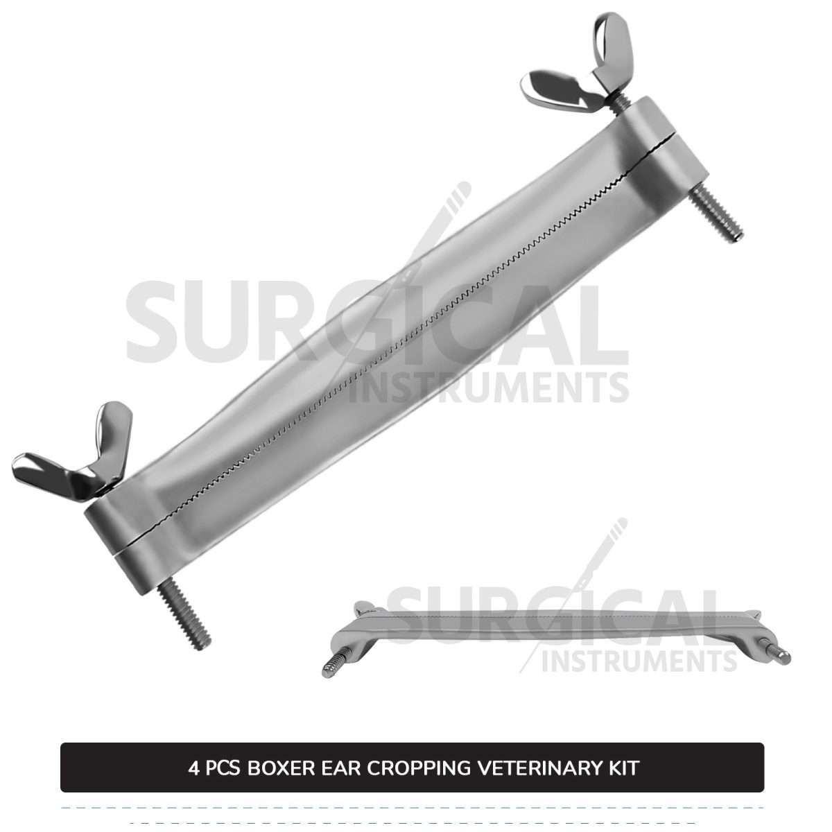 4 Pcs Boxer Ear Cropping Tools Kit Stainless Steel Surgical Veterinary Instruments Set with FREE Carrying Case