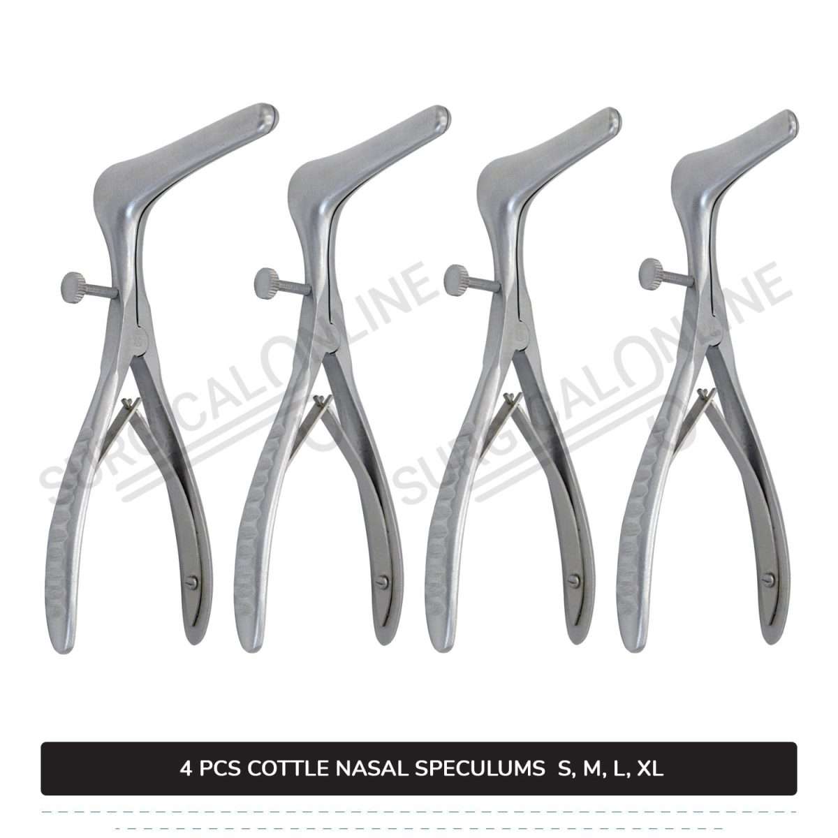 4 Pcs Cottle Nasal Speculum Set With Set Screw Small, Medium, Large, & X-Large Blades