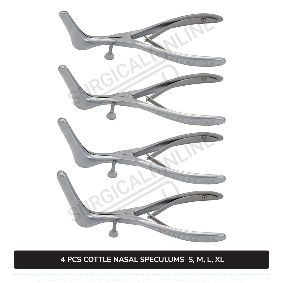 4 Pcs Cottle Nasal Speculum Set With Set Screw Small, Medium, Large, & X-Large Blades